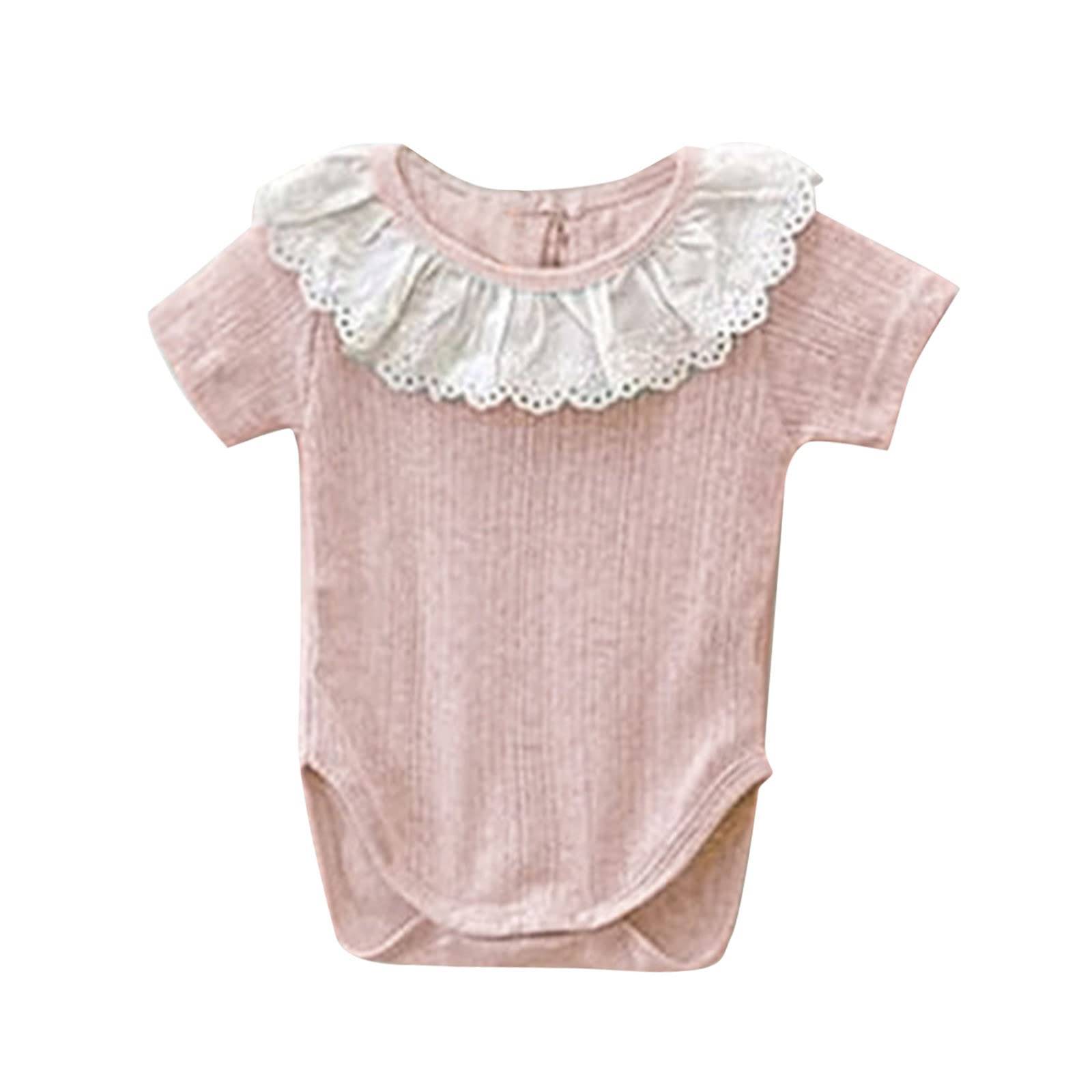 **Newborn Baby Romper - Summer Cotton Short Sleeve Bodysuit with Lace Collar for Girls & Boys | Perfect for Outfits, Photoshoots & Playtime**