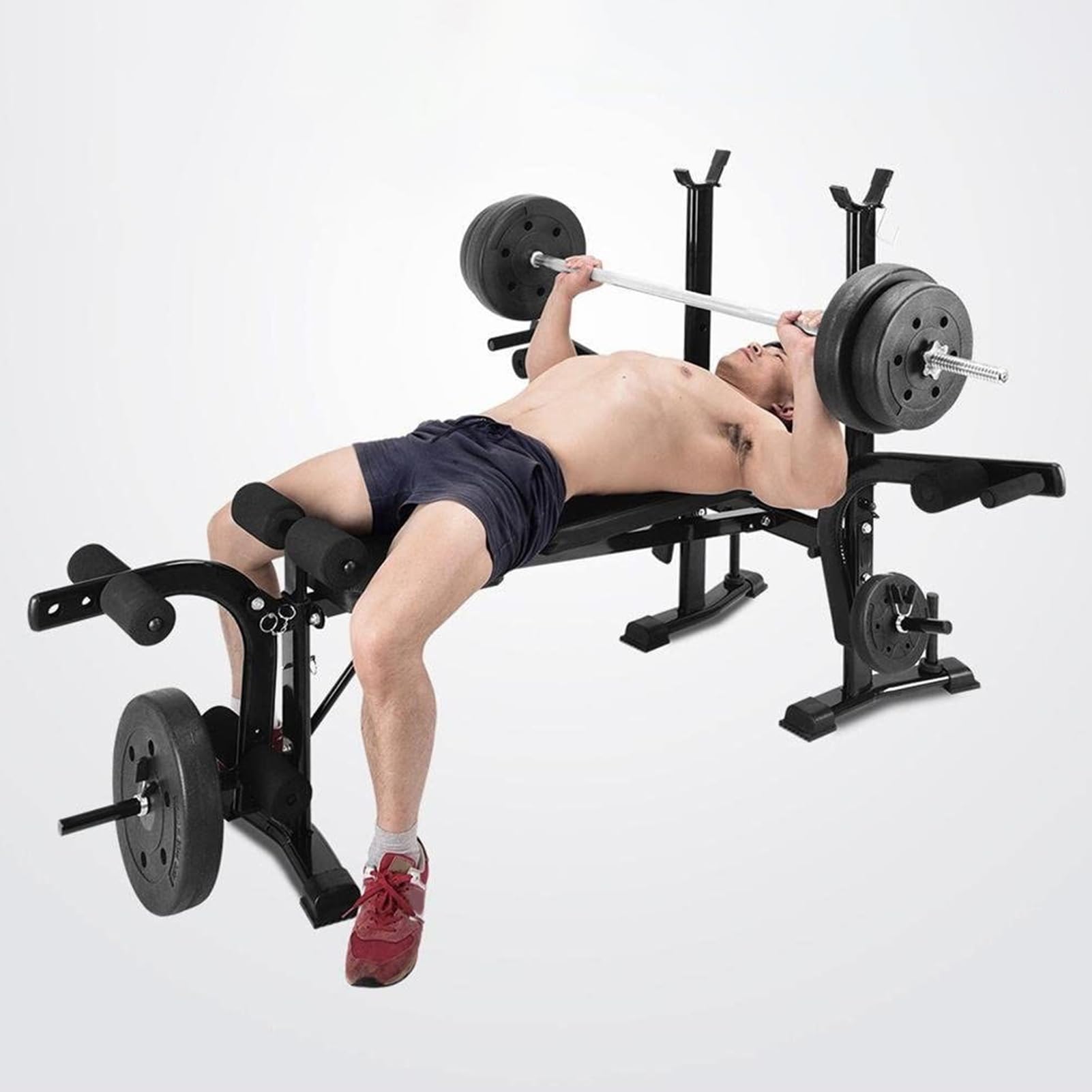 **Adjustable Weight Bench for Home Gym - Standard Weight Bench with Preacher Curl Pad & Leg Developer - Full Body Workout Equipment for Strength Training & Fitness - Perfect for Squats, Bench Press & Leg Workouts**