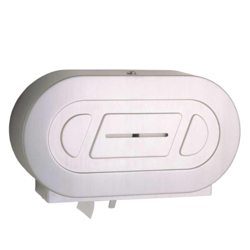 Bobrick B2892 ClassicSeries Satin Surface Mounted Toilet Paper Dispenser - Holds Twin Jumbo Rolls | Durable Commercial Restroom Solution for Offices, Hotels & Public Washrooms
