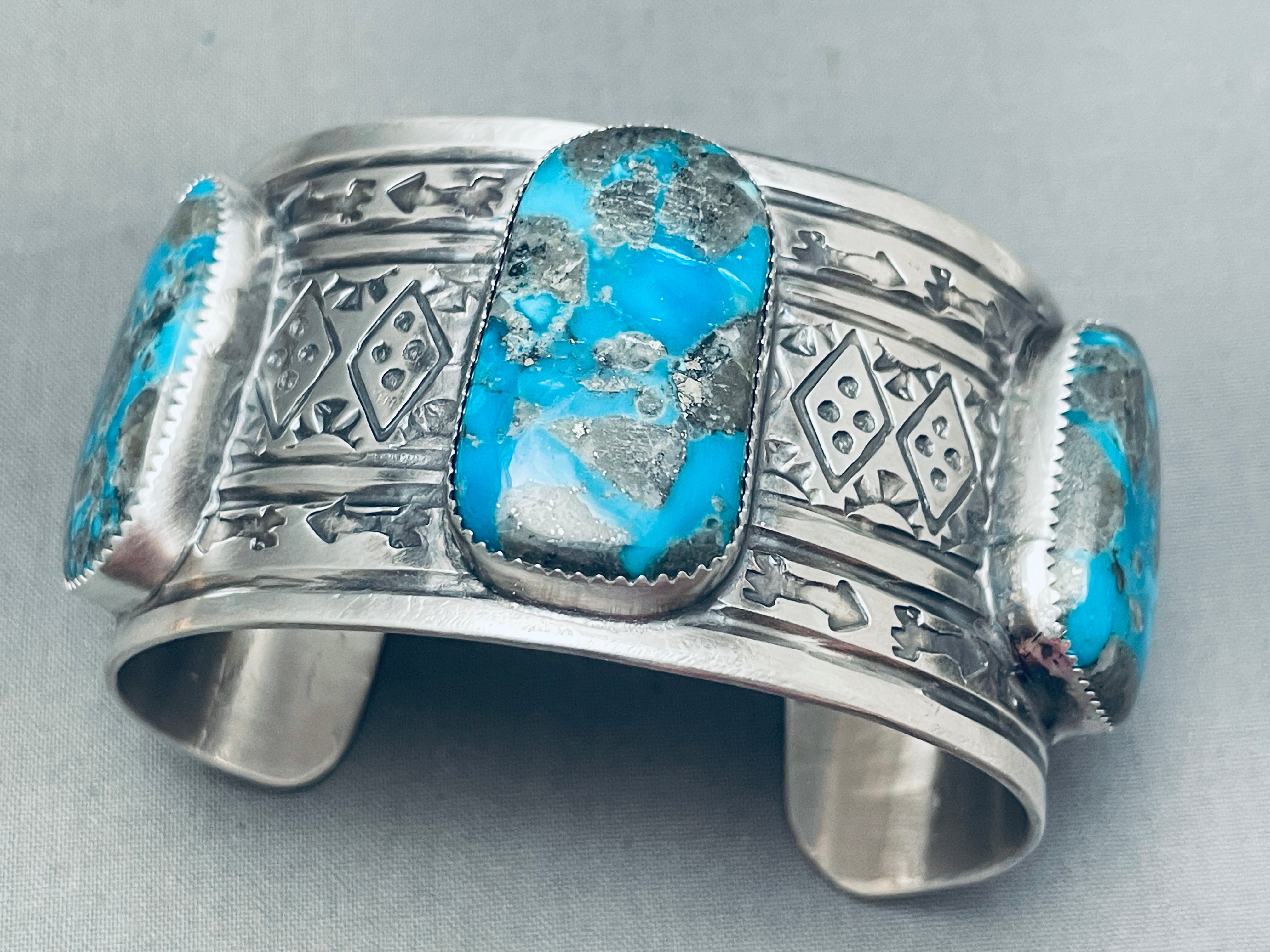 97 Grams Genuine Native American Navajo Turquoise Sterling Silver Cuff Bracelet - Handcrafted Jewelry for Women, Boho Fashion Accessory, Perfect for Weddings & Special Occasions
