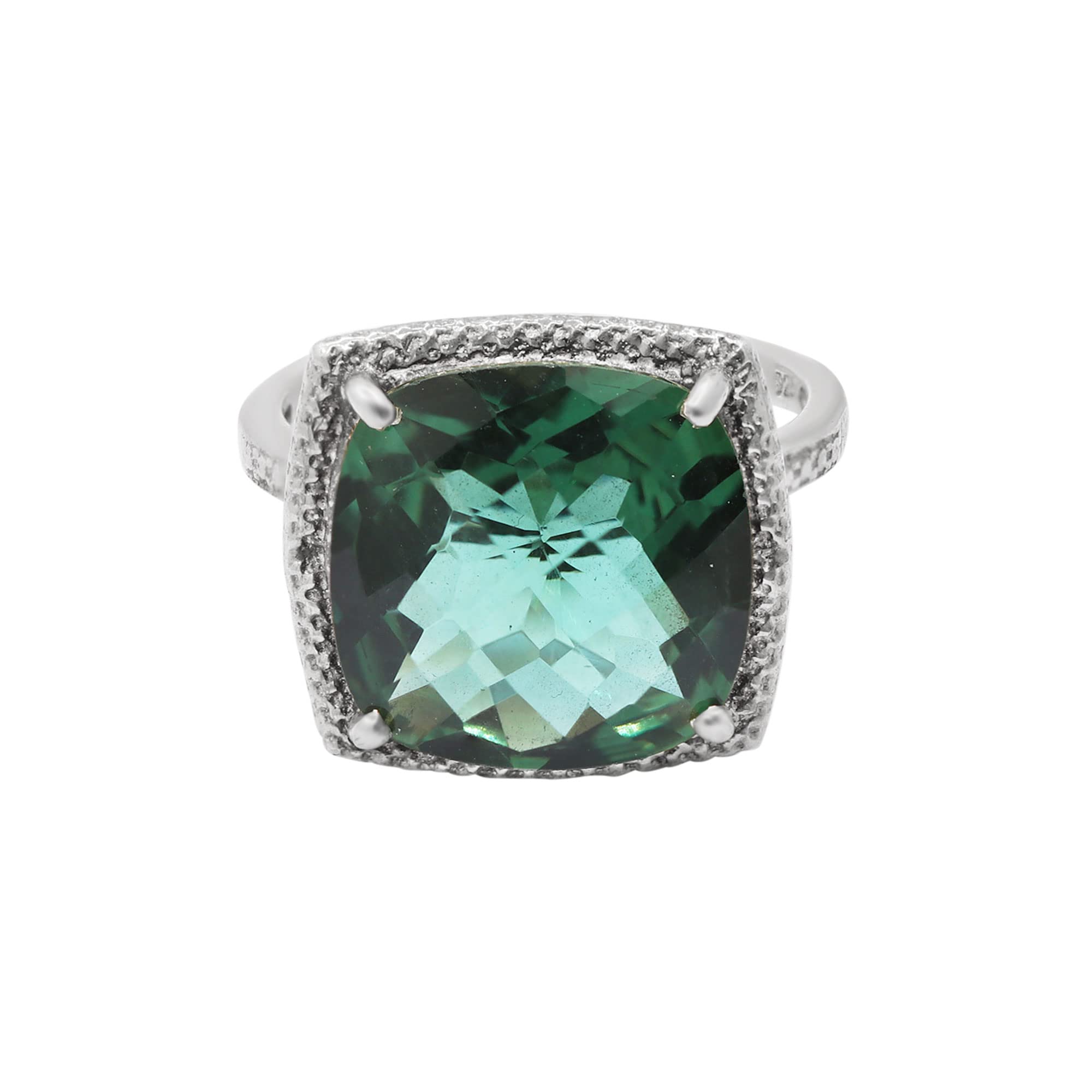Green Tourmaline Gemstone 925 Sterling Silver Ring - October Birthstone Cushion Cut Statement Ring for Women, Fine Jewelry Gift for Christmas, Birthday & Anniversary - Perfect for Everyday Wear, Special Occasions & Gift Giving
