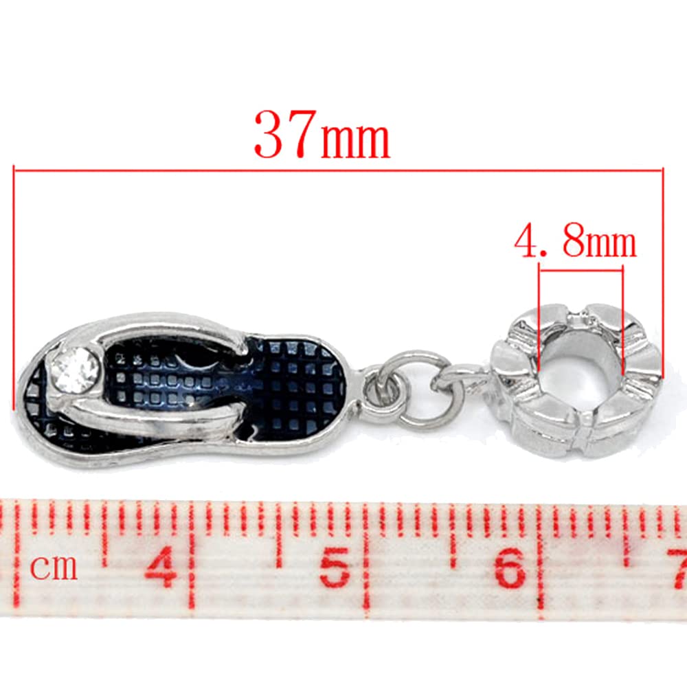 Sparkly Black Rhinestone Bead Charm Sandals - Sexy Dangle Charms for Snake Chain Bracelets | Perfect for Beach Parties, Summer Fashion & Jewelry Making