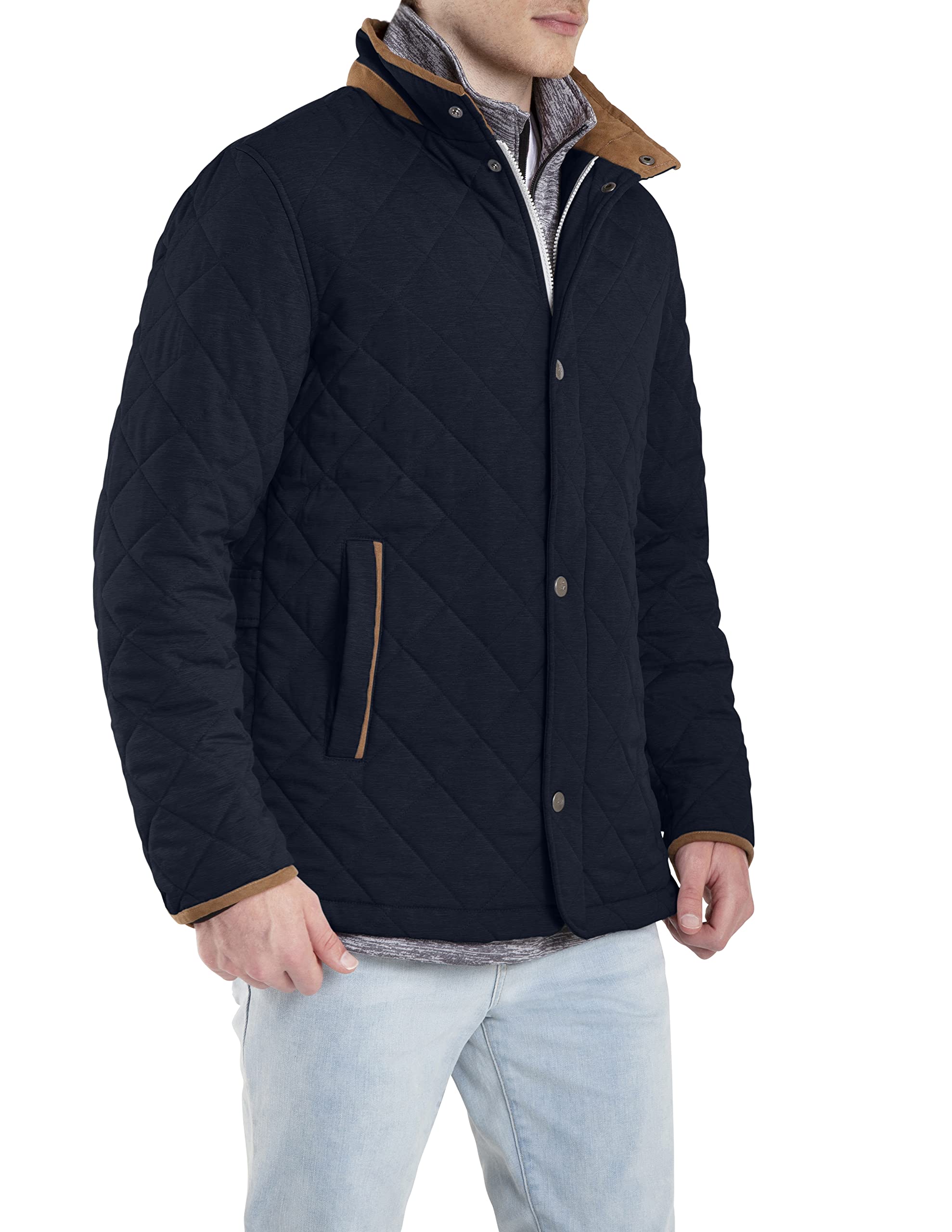 Men's Classic Diamond Quilted Hipster Car Coat - Stylish Winter Jacket for Urban Commuting & Casual Outings