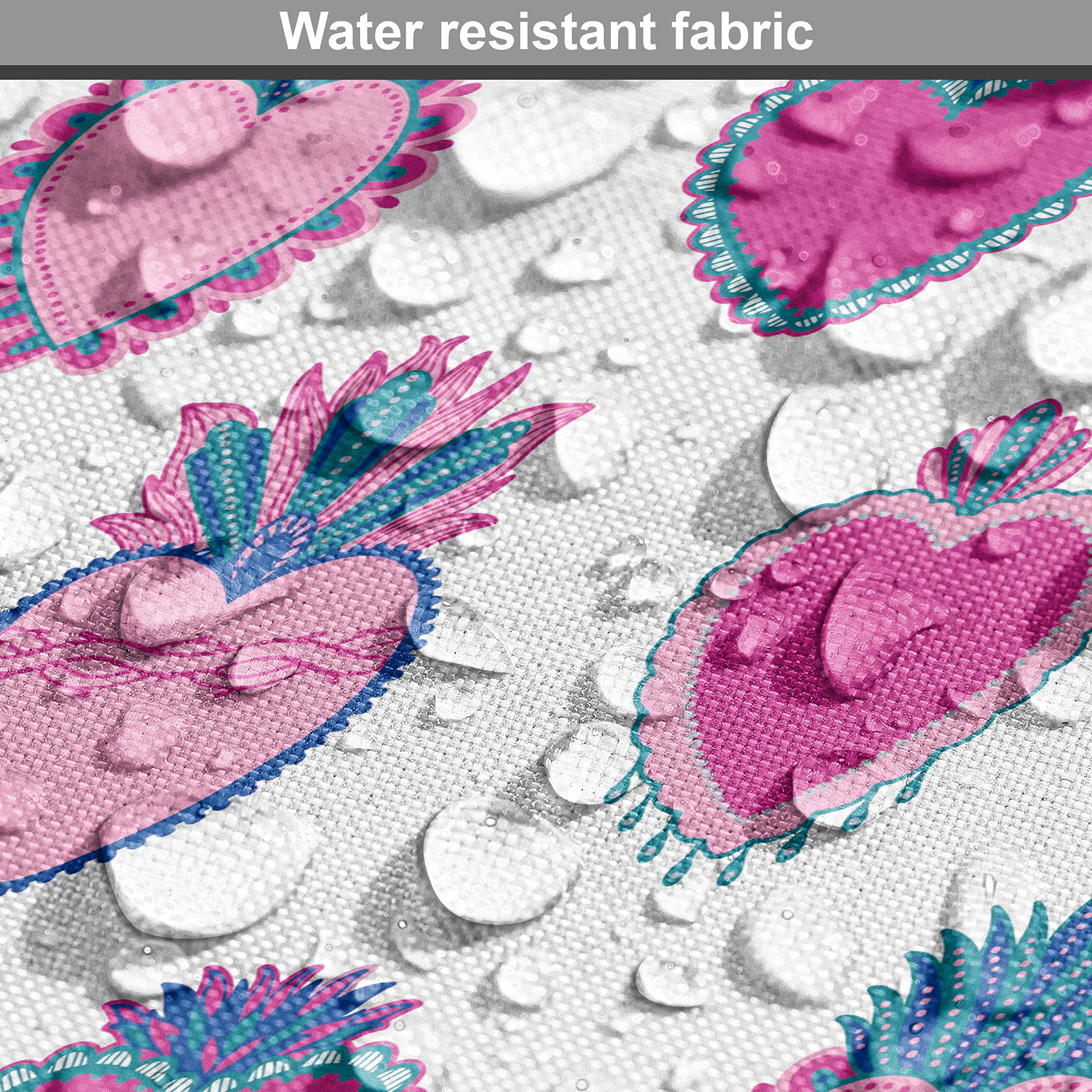 Ambesonne Romantic Floral Fabric by The Yard - Flowering Hearts with Flourishing Leaves and Blooms, Love & Romance Theme Upholstery Material (10 Yards, Petrol Blue Magenta) for Sofa, Curtains, Pillows & Home Decor
