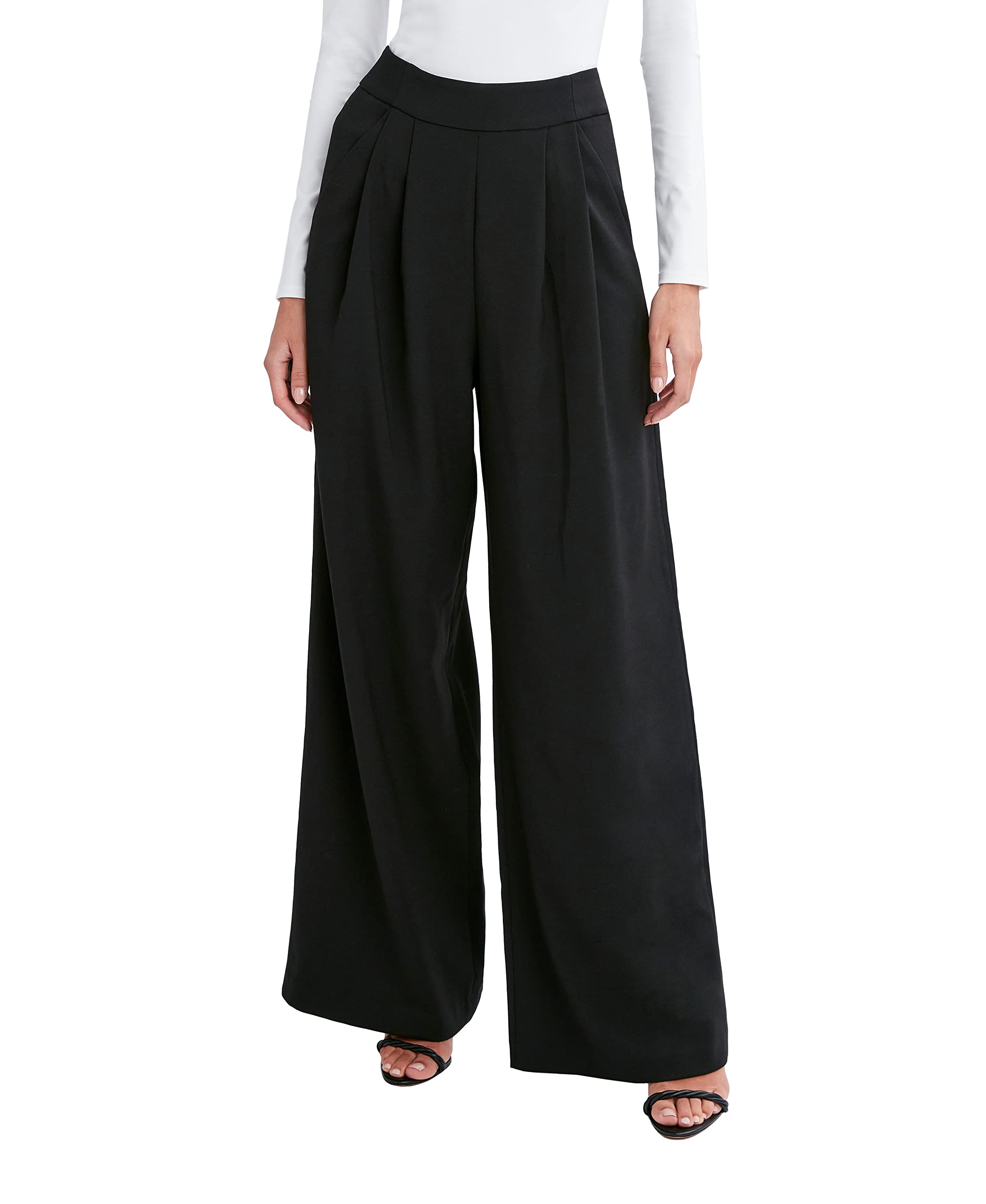 BCBGMAXAZRIA Women's High Waisted Wide Leg Pants - Comfortable Stretch Fabric for Office, Casual & Evening Wear | Plus Size Options Available