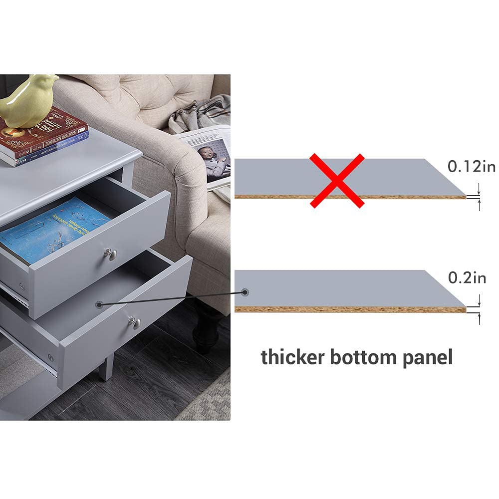 Gray Nightstand with 2 Drawers - 28