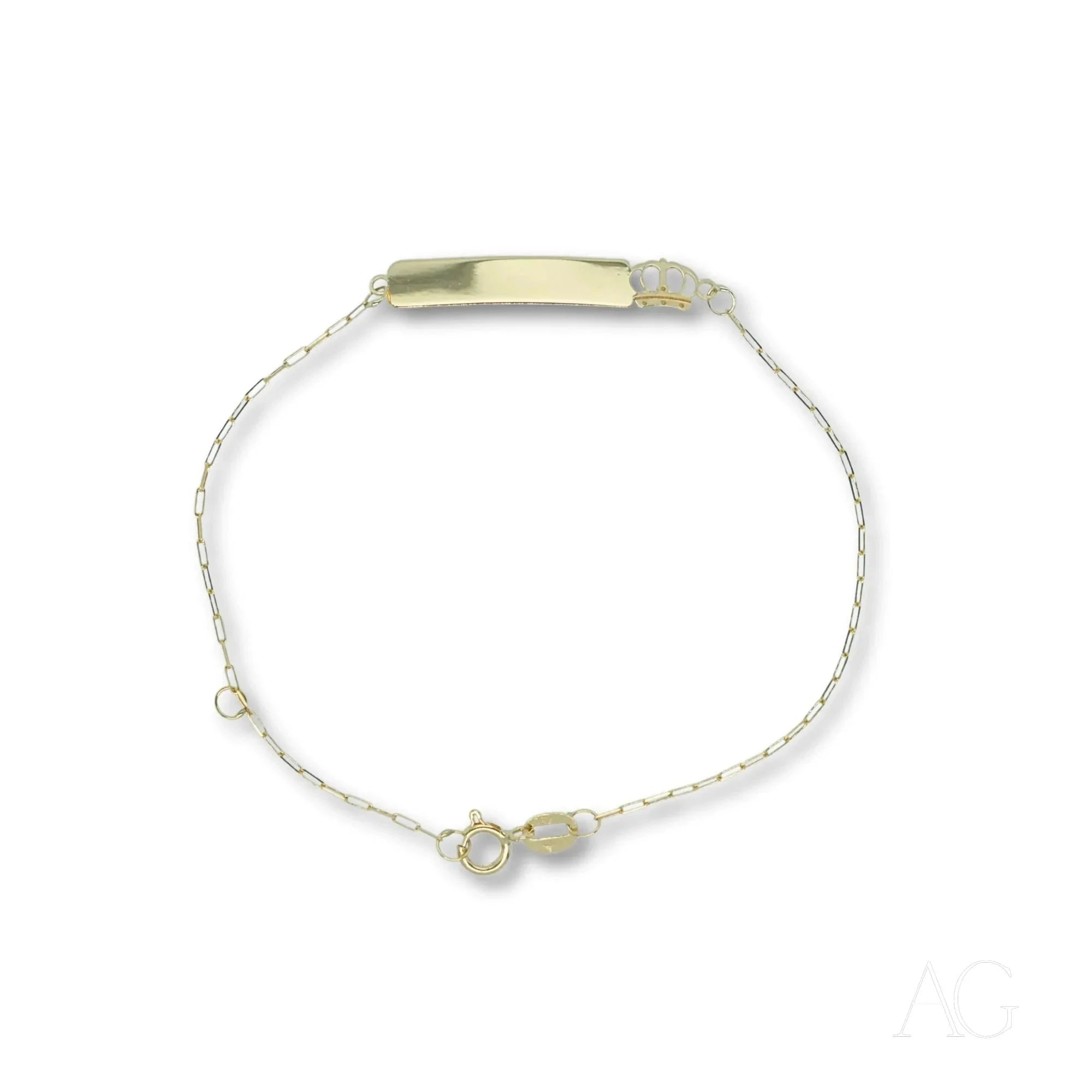 18K Solid Gold ID Bracelet with Crown Motif - Elegant & Regal Jewelry for Women, Perfect for Gifts, Special Occasions & Everyday Luxury