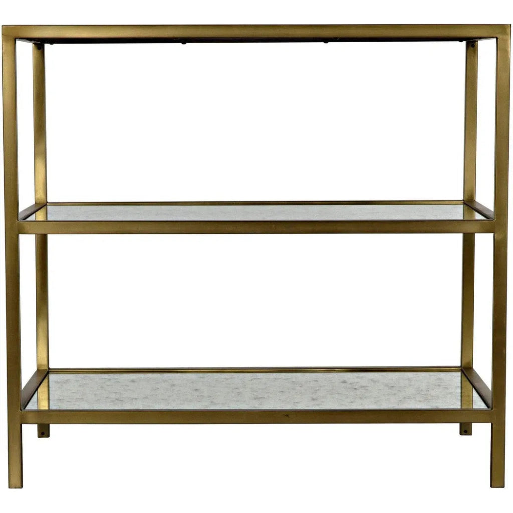 3 Tier Rectangle Side Table - Antique Brass & Mirror Finish - Perfect for Living Room, Bedroom, or Office Decor