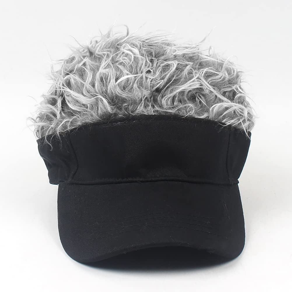 Malaxlx Men's Adjustable Visor Cap with Fake Hair - Breathable Baseball & Golf Hat for Sun Protection - Perfect for Outdoor Sports, Running, and Summer Fashion