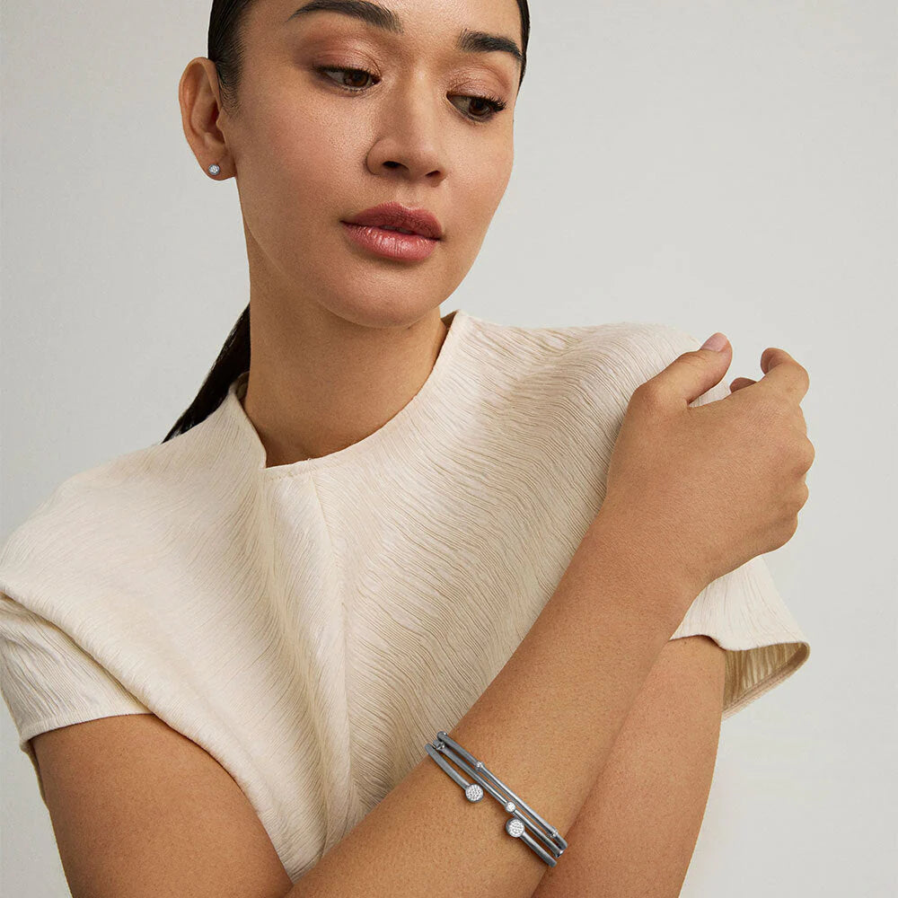 Dean Davidson Orsay Pavé Bangle Bracelet - 14K Gold Plated Cubic Zirconia Bracelet for Women, Elegant Stackable Bangle for Wedding, Anniversary & Special Occasions
