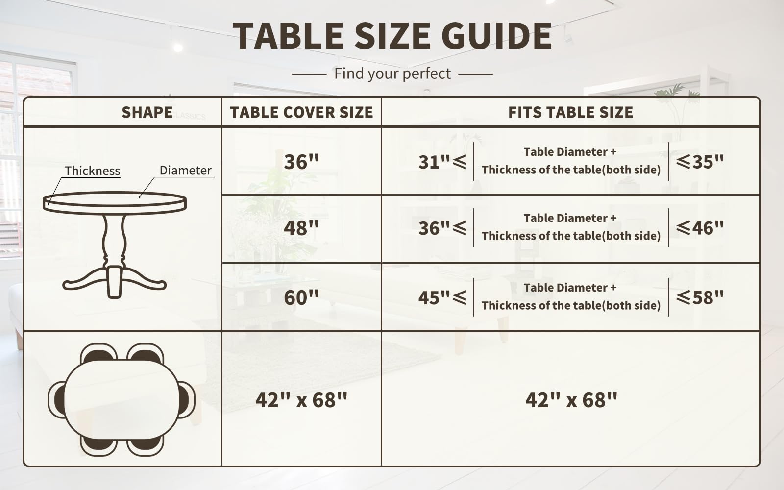 UMINEUX Waterproof Round Fitted Tablecloth with Elastic Edge & Flannel Backing - Wipeable Vinyl Table Cover for Indoor/Outdoor Use - Fits 40