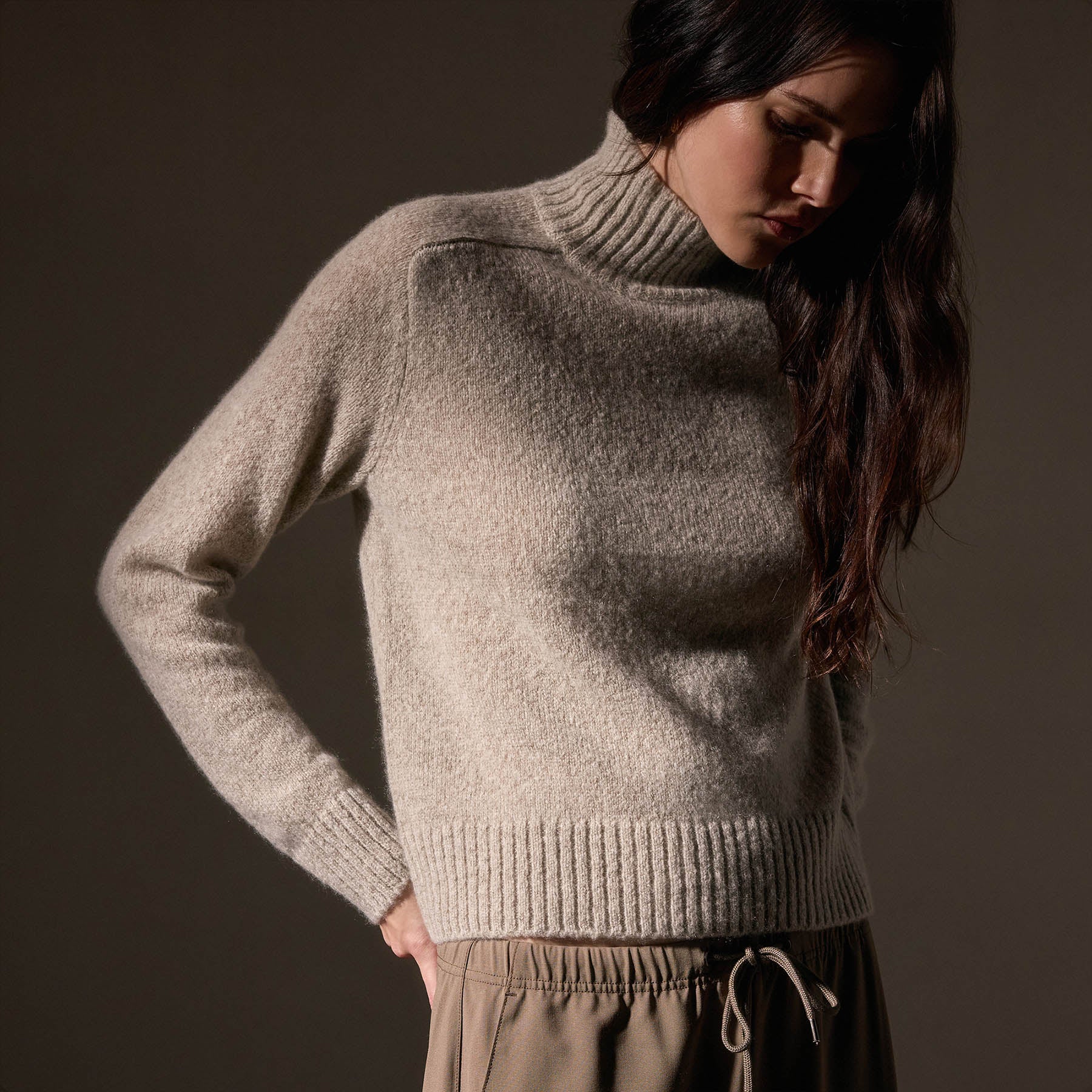 Luxury Cashmere Funnel Neck Sweater for Women - Soft Hazel Winter Pullover | Cozy Office Wear & Casual Outfits