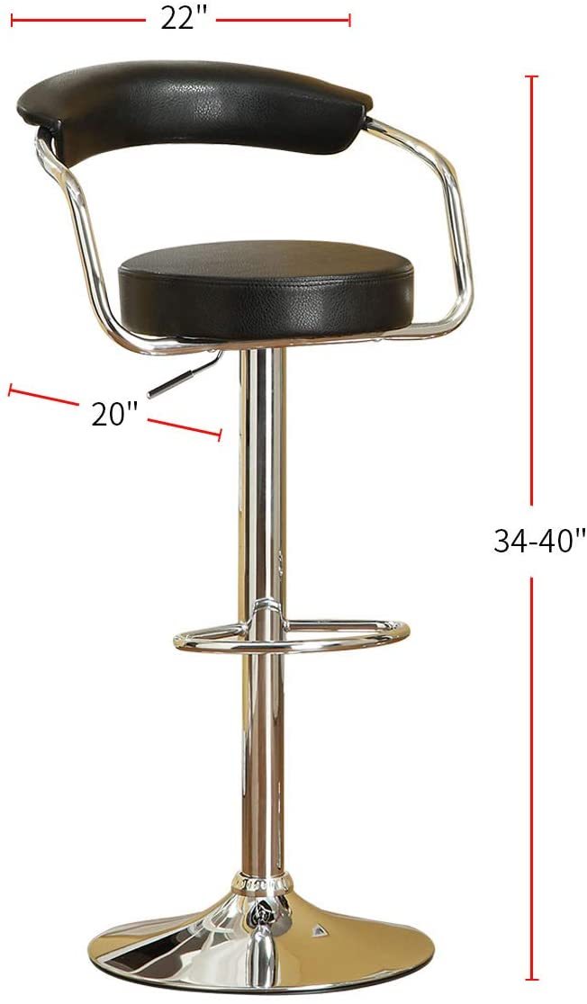 Modern Black Bar Stools Set of 2 - Adjustable Height Swivel Counter Stools for Kitchen Island, Breakfast Bar & Home Decor - Contemporary Style Bar Chairs for Dining & Entertaining