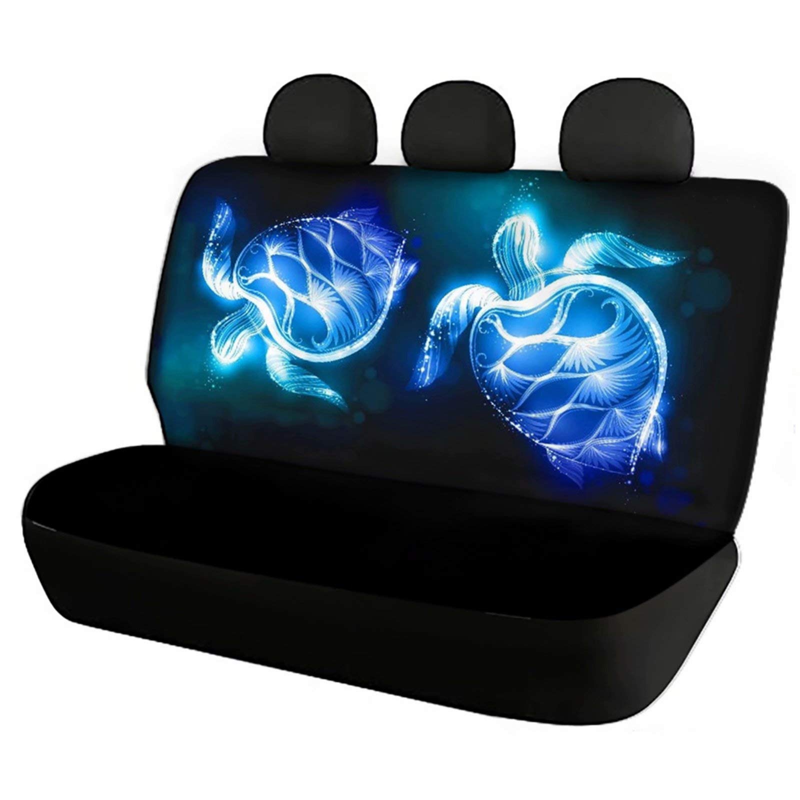 Blue Sea Turtle Wing Car Back Seat Cover & Rear Bench Protector - All-Weather Bucket Seat Cushion for Men & Women | Perfect for Road Trips, Daily Commutes & Family Travel