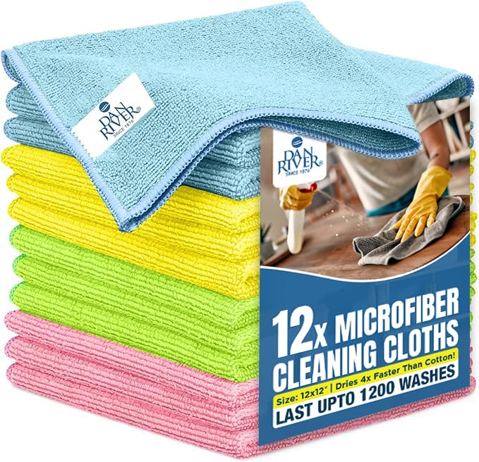 Premium 12-Pack Microfiber Cleaning Cloths (12