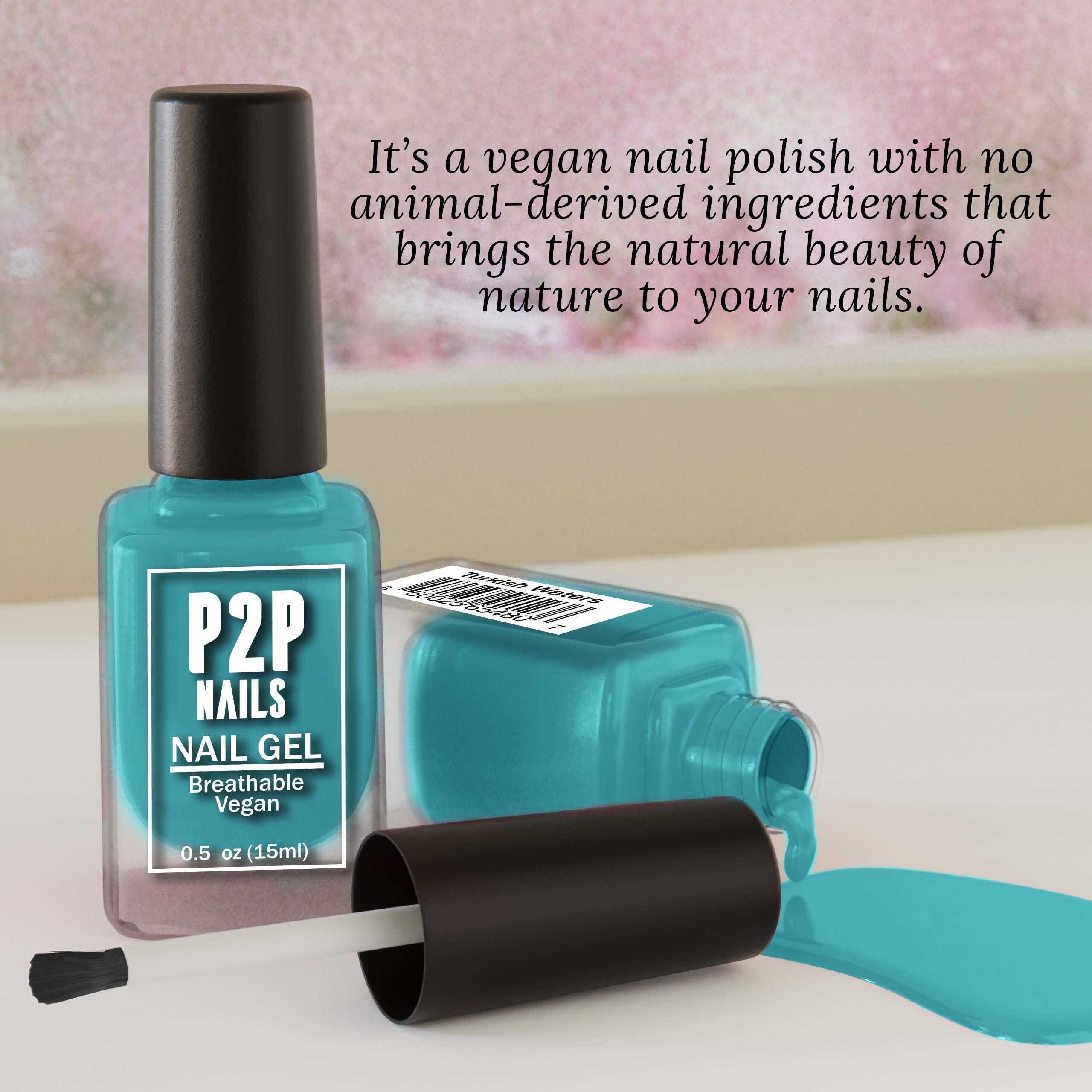 Vegan Nail Gel Polish Set - Natural Shine Non-Toxic Scratch Resistant Quick Dry Nail Polish Kit with Smooth Texture & Vibrant Colors (Turkish Waters) - Perfect for Manicures, Pedicures & Nail Art at Home or Salon