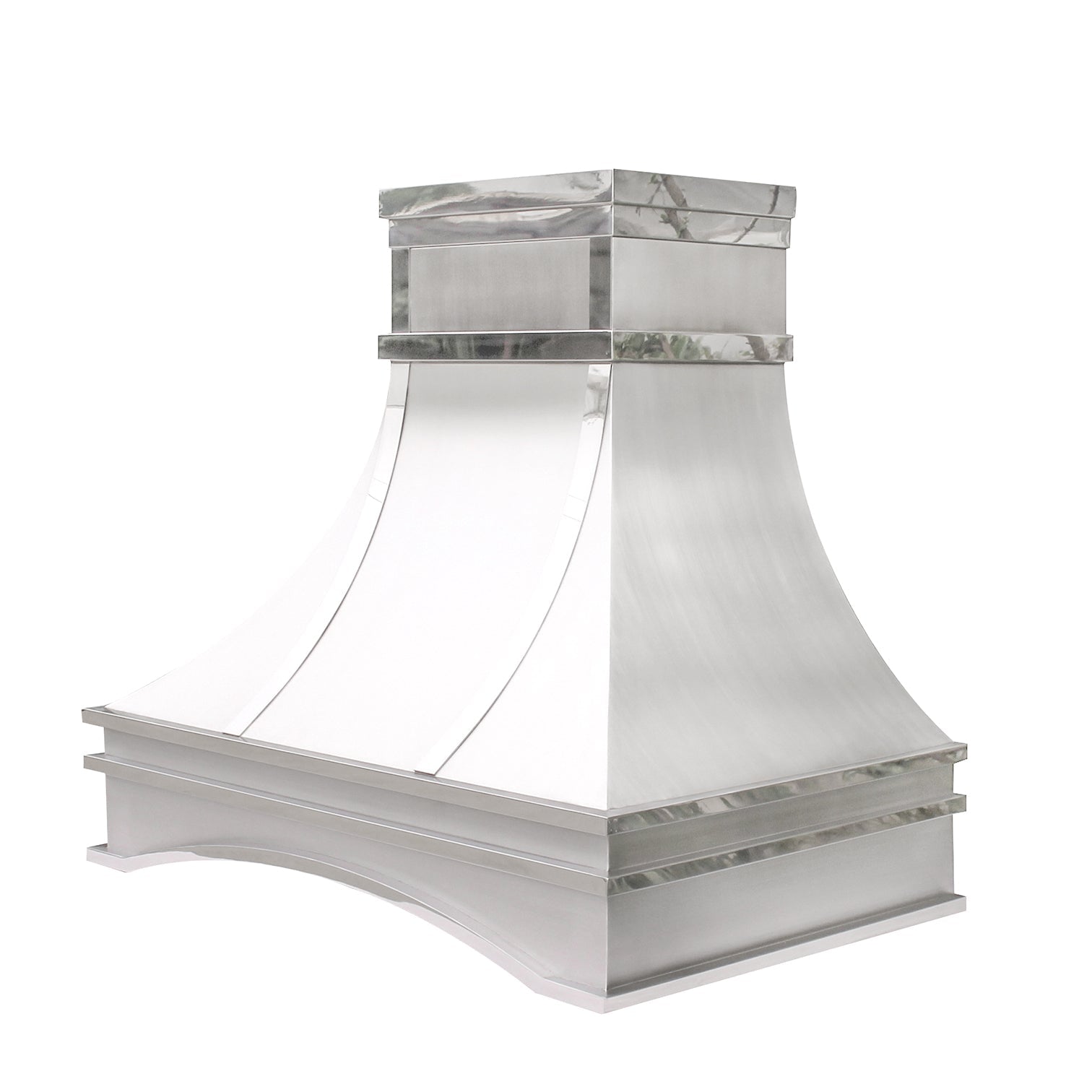 Custom Stainless Steel Range Hood with Arched Apron - Professional Kitchen Ventilation for Home & Restaurant Use - Perfect for Modern & Traditional Kitchens