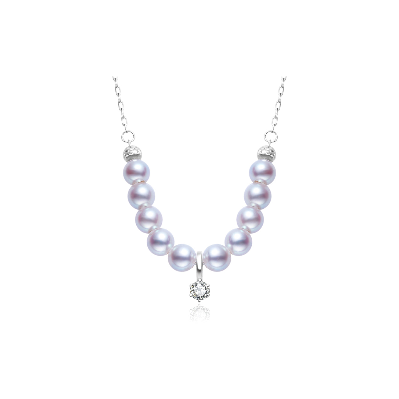 18K Solid Gold Akoya Pearl Necklace with Silver Blue Luster - Elegant Jewelry for Women, Perfect for Weddings, Parties & Special Occasions