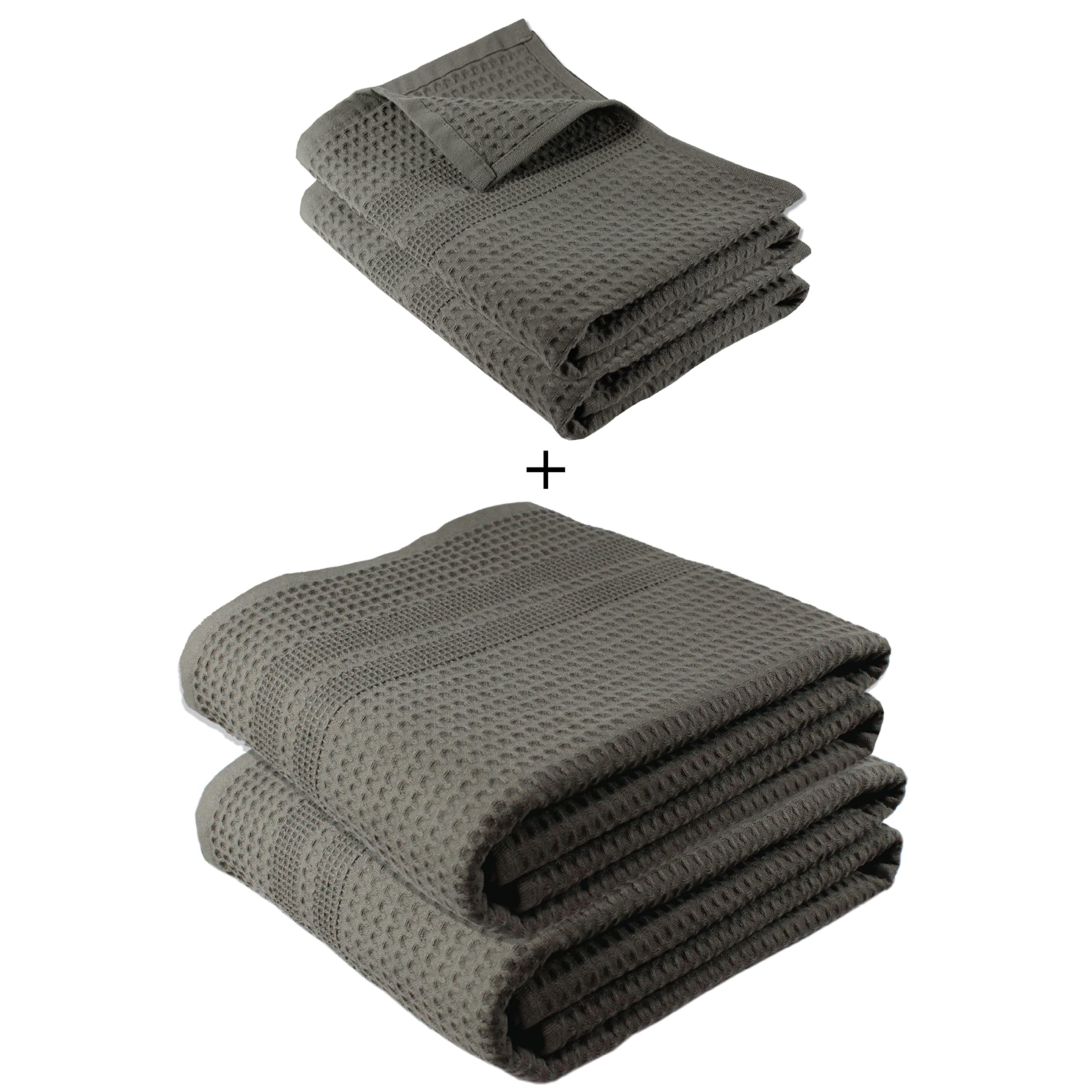 Premium GILDEN TREE 2-Piece Hand Towel Set & 2-Piece Bath Sheet Set - Soft Stone Color Cotton Towels for Bathroom, Spa & Guest Room Luxury