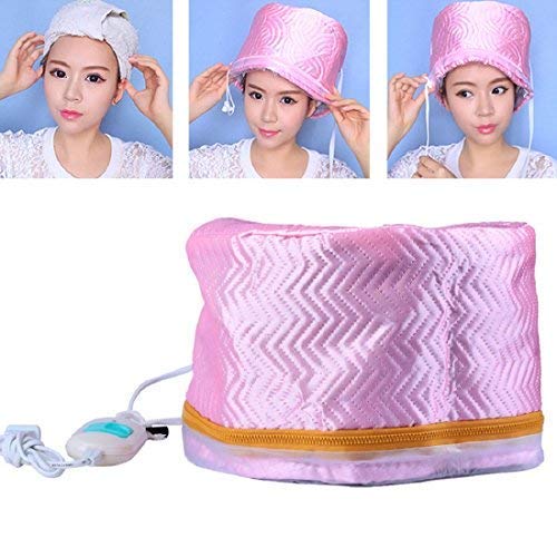 FOK 1Pc Electric Hair Deep Conditioning Thermal Steamer with Heating Cap for Hair Spa Treatment - Pink | At-Home Hair Care & Salon Quality Deep Conditioning