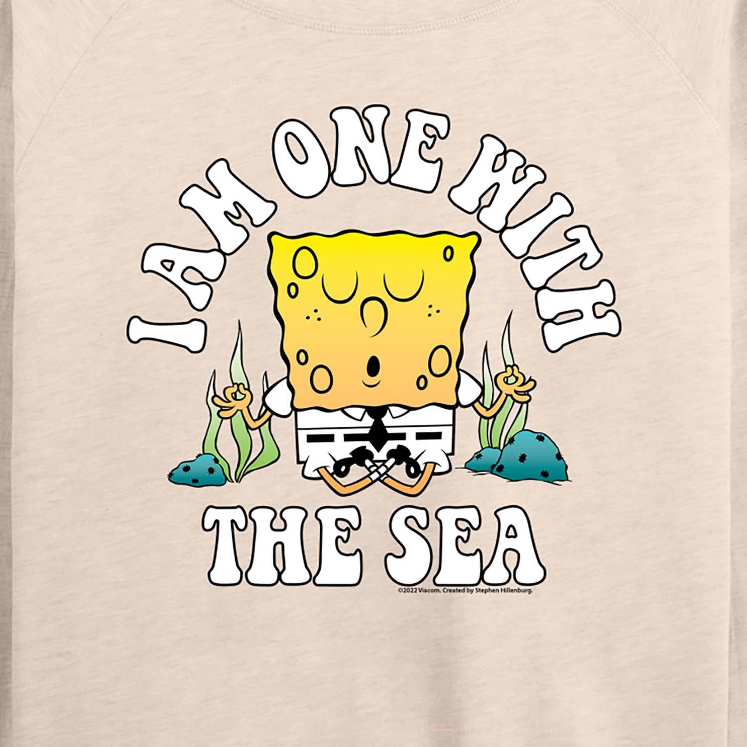 HYBRID APPAREL Women's SpongeBob SquarePants 'I'm One With The Sea' Lightweight French Terry Pullover Hoodie - Casual Loungewear & Beach Cover-Up