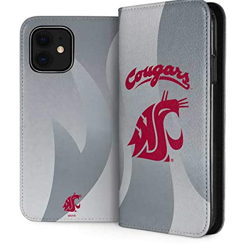 Skinit Faux-Leather Wallet Phone Case for iPhone 12 - Officially Licensed Washington State Cougars Design - Slim Protective Cover with Card Slots | Perfect for Work, Travel & Everyday Use