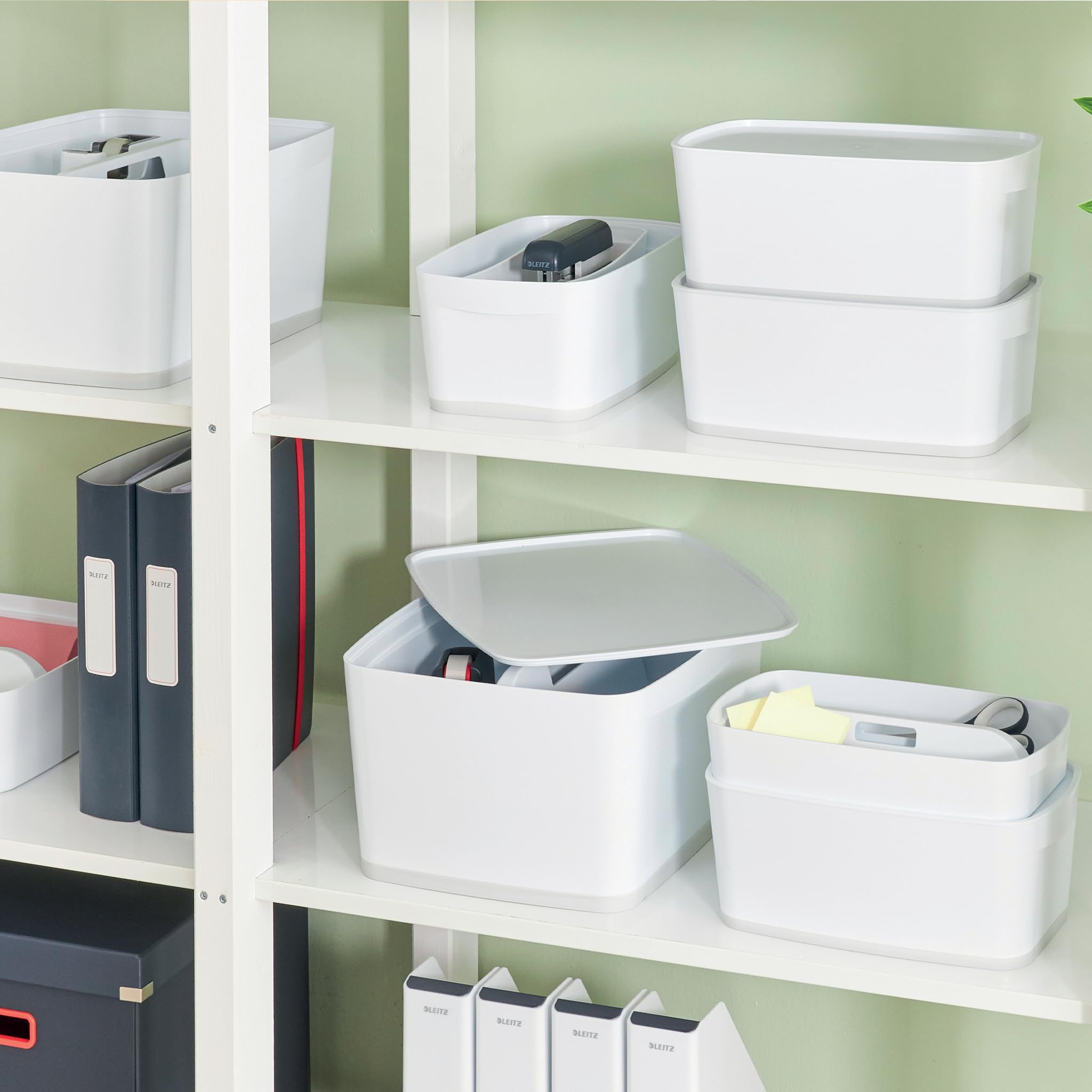 Leitz MyBox Organizer Tray with Handle - Small White Storage Container, Waterproof, BPA Free & Food Safe (53230001) - Perfect for Kitchen, Office & Bathroom Organization