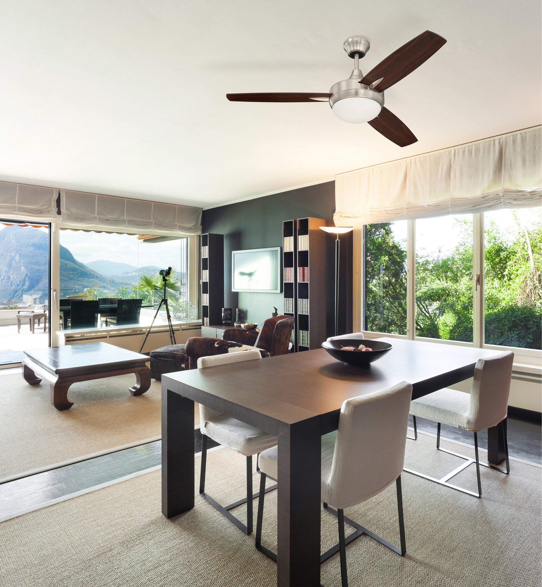 Craftmade 52 Inch 3 Blade Ceiling Fan with Dimmable LED Light & Wall Control - TG52ESP3 Targas Espresso Finish | Perfect for Living Room, Bedroom, and Outdoor Patio Cooling