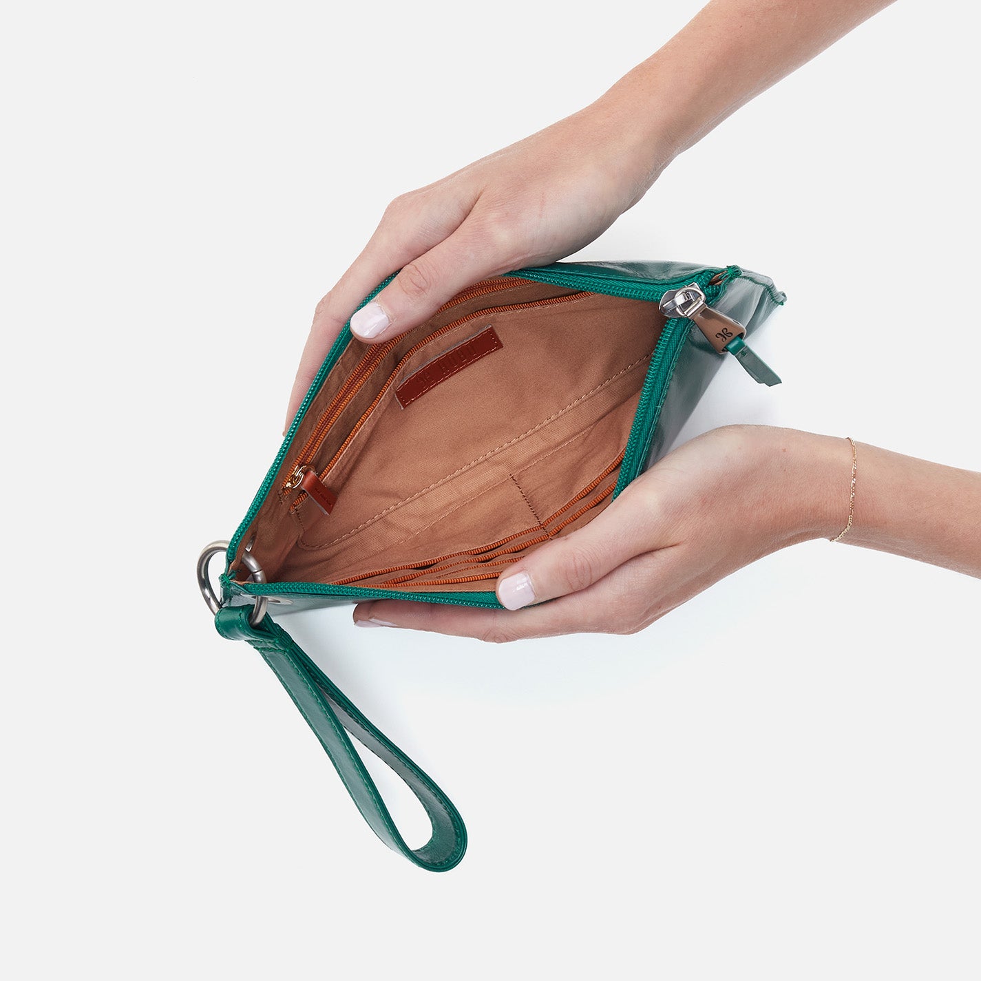 Premium Vida Wristlet in Polished Leather - Alpine Green | Stylish Women's Wallet with Wrist Strap | Perfect for Everyday Use, Shopping & Travel