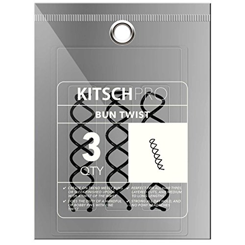 Kitsch Pro Bun Twist Hair Pins for Women - 3pcs Black Spiral Hair Screws, Corkscrew Hair Pins for Buns & Updos - Secure Hair Accessories for Workouts, Weddings & Everyday Styling