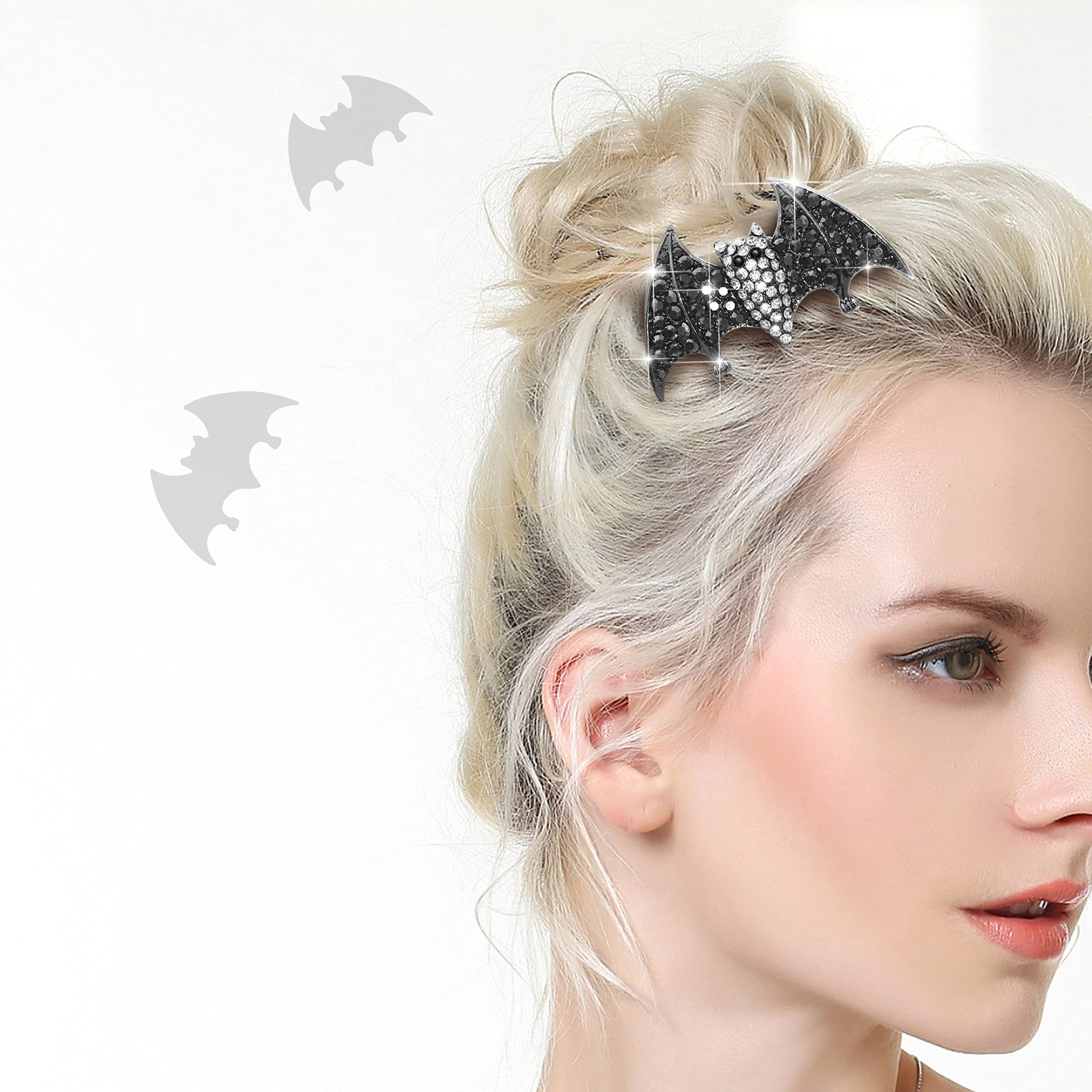 Halloween Spider Hair Clip for Women - Austrian Crystal Bat Hair Accessory for Costume Parties & Cosplay