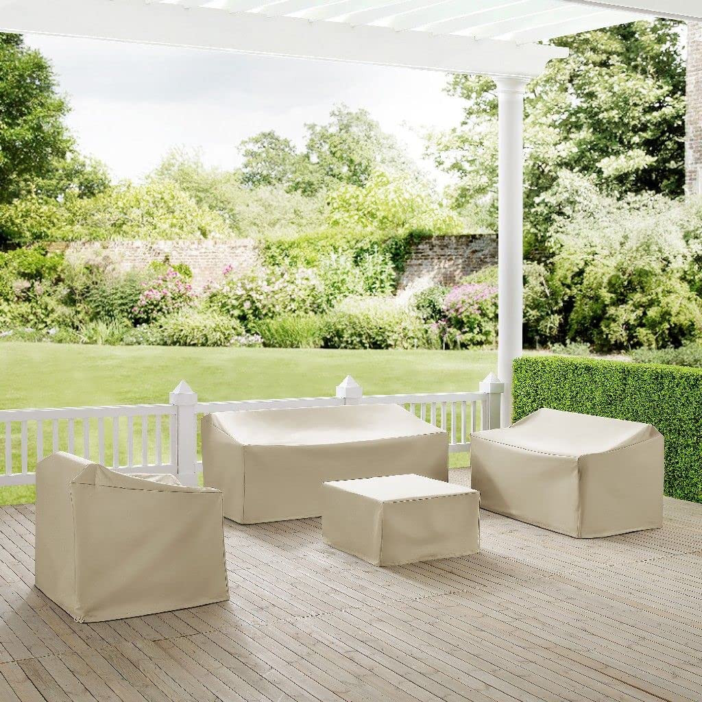 Crosley MO75011-TA 4-Piece Outdoor Sectional Sofa Cover Set - Waterproof, UV-Resistant Tan Patio Furniture Protector for Sun, Rain & Dust Protection - Perfect for Backyard, Deck & Poolside Use