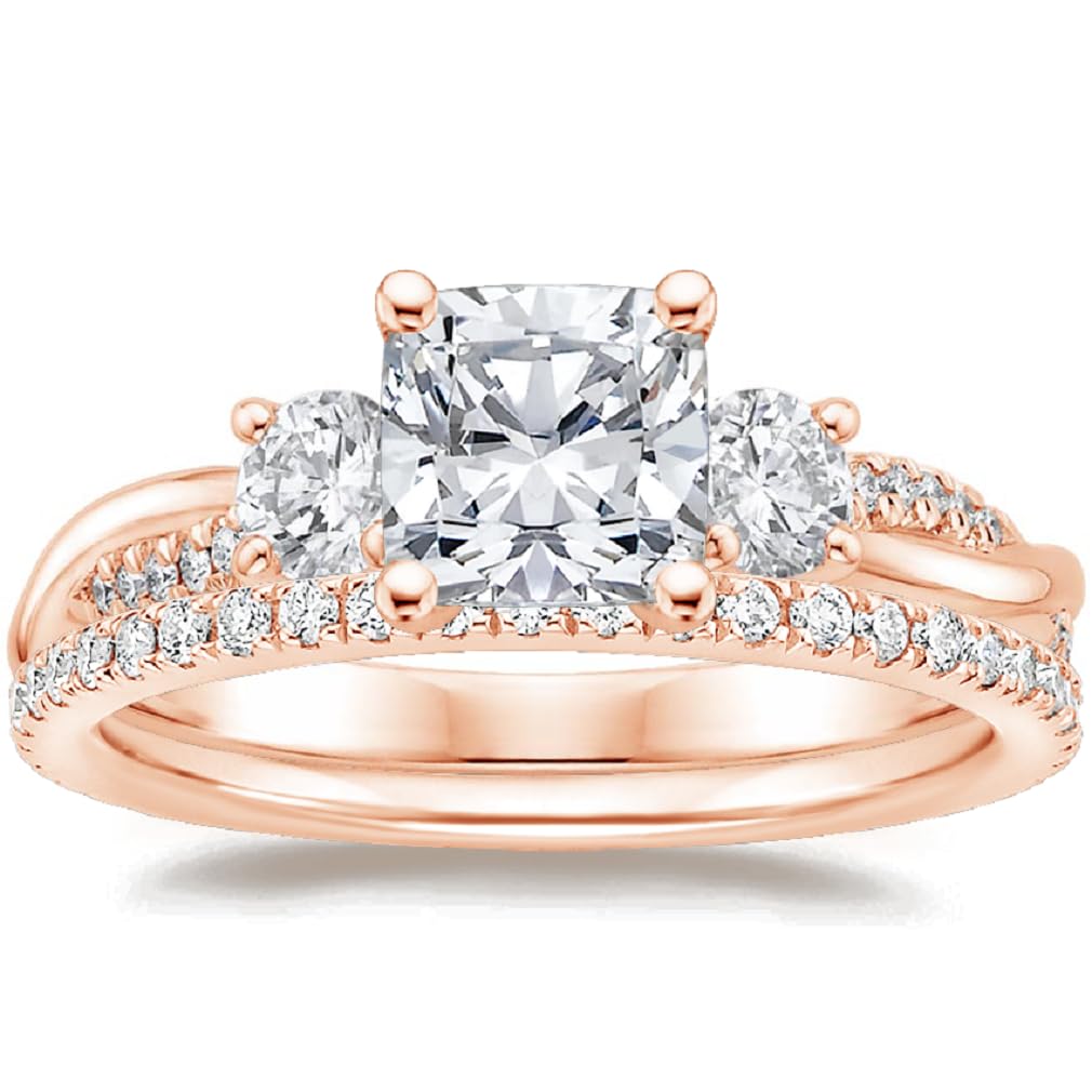 1 Carat Cushion Cut Moissanite Engagement Ring Set - Petite Twisted Vine Wedding Band for Women, Bridal Ring Set, Anniversary/Promise Gift for Wife (Size 6.5) | Perfect for Proposals, Weddings & Romantic Occasions