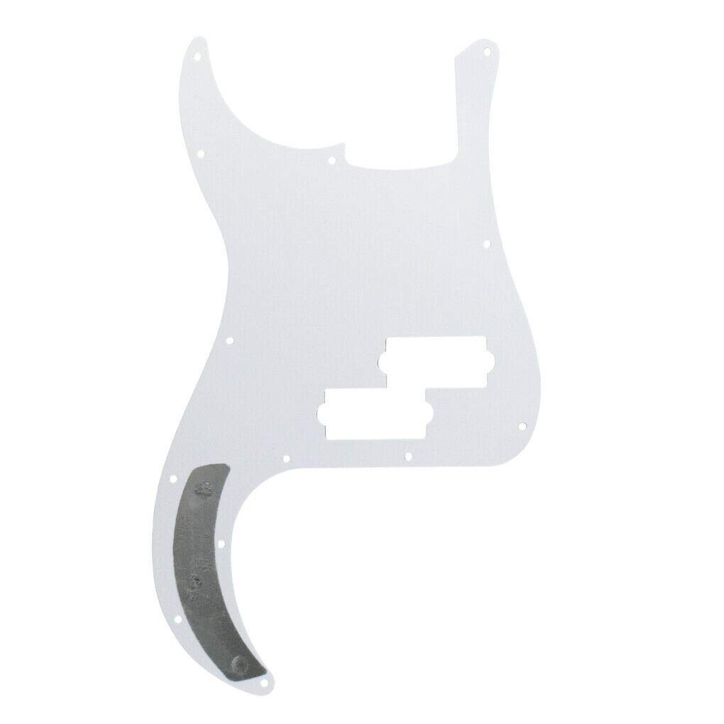 White 3-Ply Standard P Bass Pickguard - 13 Hole Scratch Plate for 4 String PB Bass Guitar Replacement Part | Perfect for DIY Guitar Repair & Customization