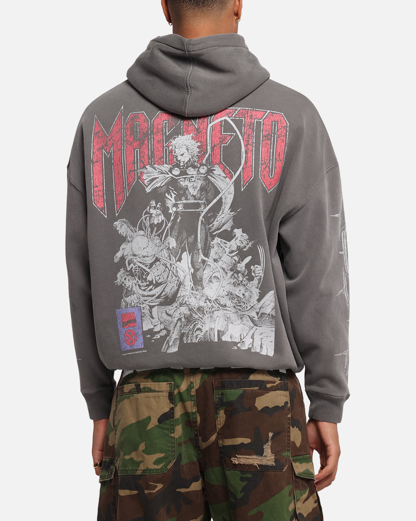 Marvel X-Men Magneto Premium Hoodie - Washed Charcoal | Men's Graphic Pullover Sweatshirt | Superhero Comic Book Merch | Perfect for Cosplay, Comic Con & Casual Wear