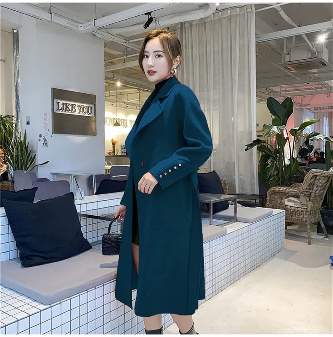 Women's Long Wool Coat with Belt - Solid Color Warm Winter Overcoat for Ladies | Perfect for Autumn, Winter & Formal Occasions
