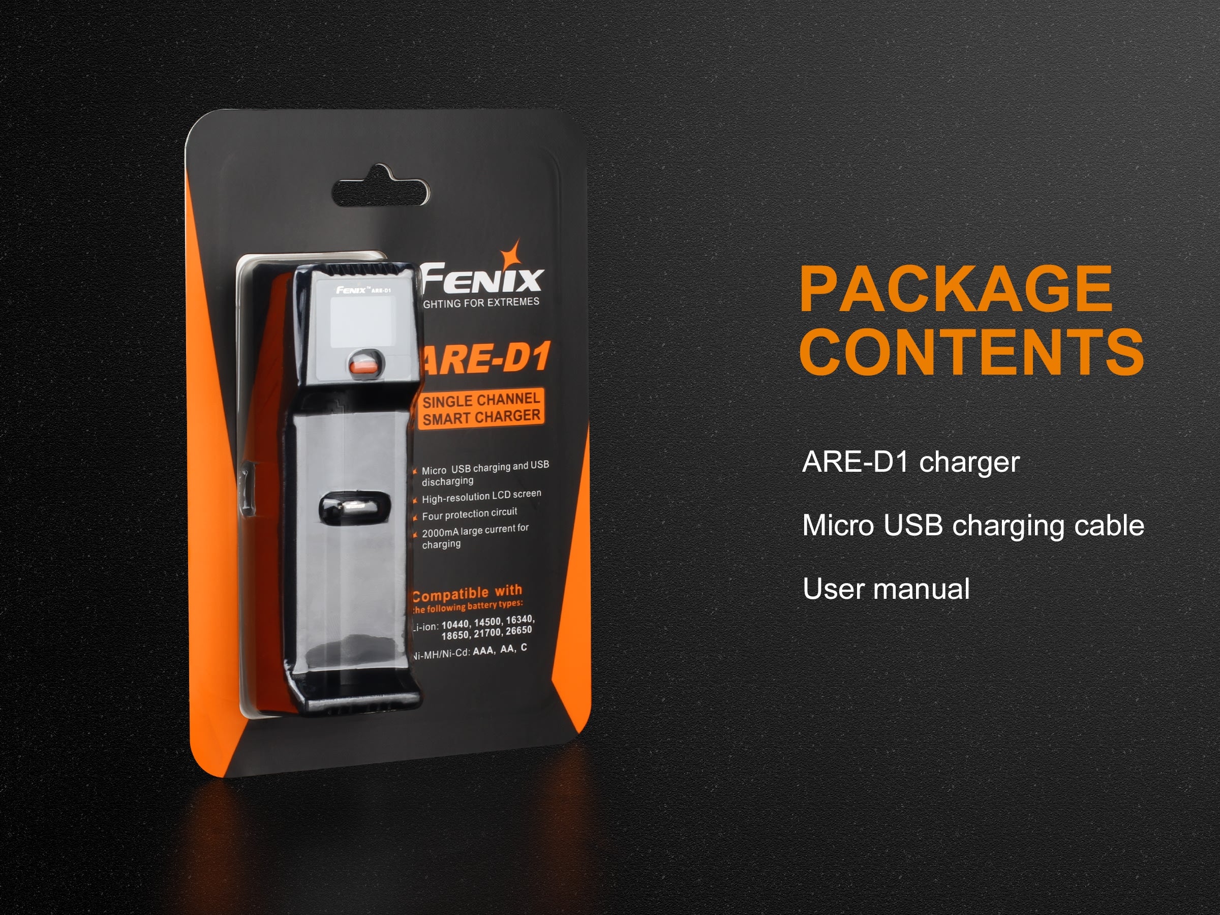 Fenix ARE D1 Single Channel Smart Battery Charger - Fast & Safe Charging for AA AAA NiMH NiCd Batteries - Perfect for Home, Office, and Travel Use