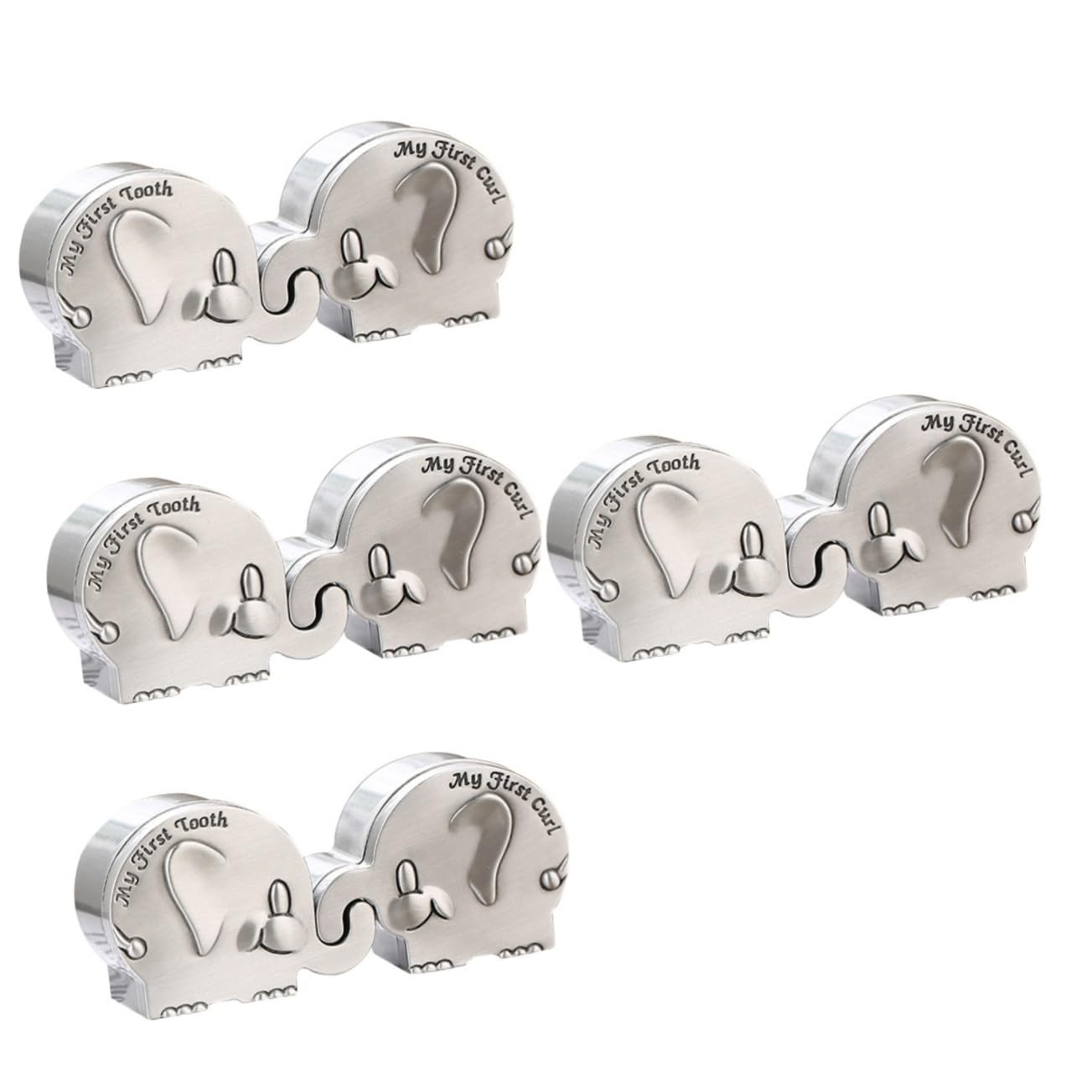 Amosfun 4 Pack Elephant Tooth Holder for Kids - Metal Silver Keepsake Box for Baby Teeth | Perfect for Tooth Fairy Gifts, Memory Storage & First Lost Tooth Celebration