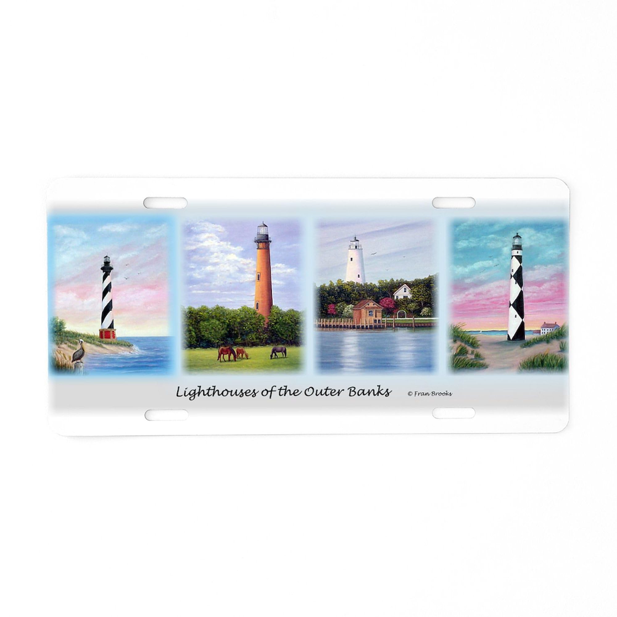 Lighthouses of The Outer Banks Aluminum License Plate - Front Vanity Tag for Cars & Trucks - Perfect for Coastal Decor & Beach-Themed Gifts