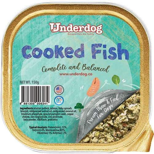 Premium Underdog Cooked Fish Dog Food - Alaskan Pollock & Salmon Blend - Fresh Frozen 1.2kg - Healthy Protein for Dogs - Perfect for Mealtime & Training Treats