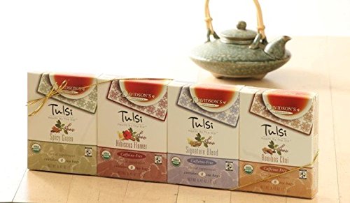 Organic Davidson Tulsi Tea - 8 Tea Bags Box | Herbal Stress Relief & Immune Support | Perfect for Relaxation, Meditation & Wellness