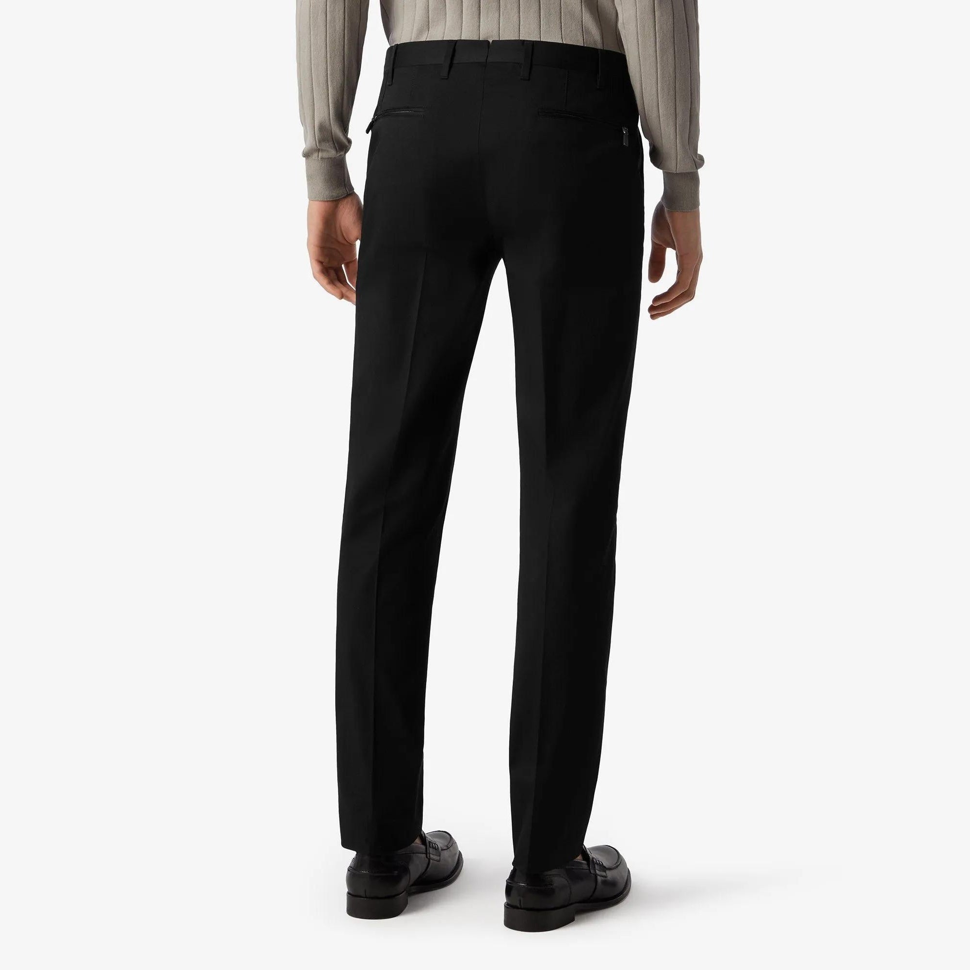 CORNELIANI Full Fit Stretch Cotton Trousers for Men - Comfortable Black Dress Pants for Office, Business & Formal Occasions