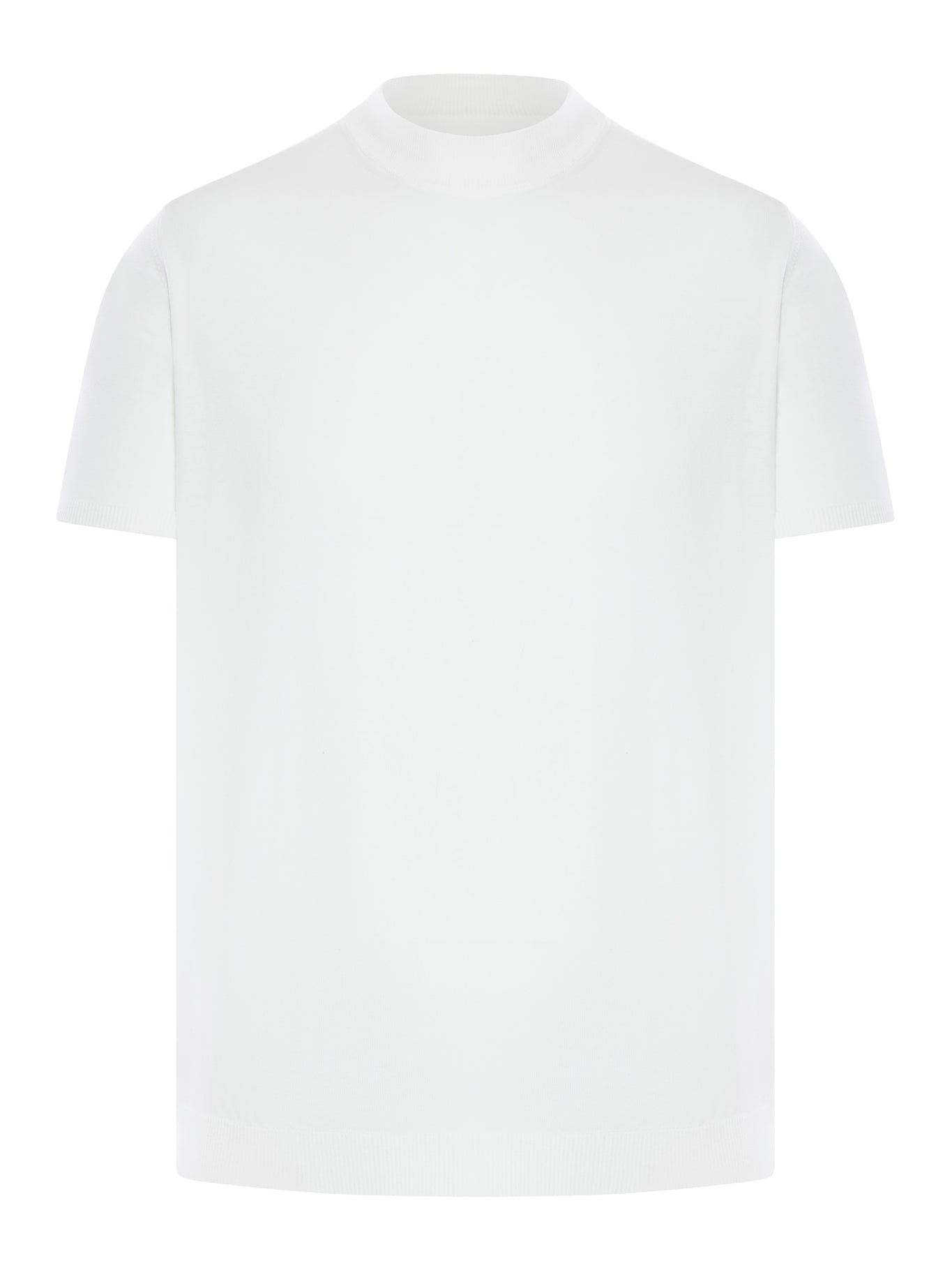 Roberto Collina Knitted T-Shirt for Men - Soft Cotton White Tee (Style: Rb10023 Rb1001White) - Perfect for Casual Wear, Layering & Everyday Outfits