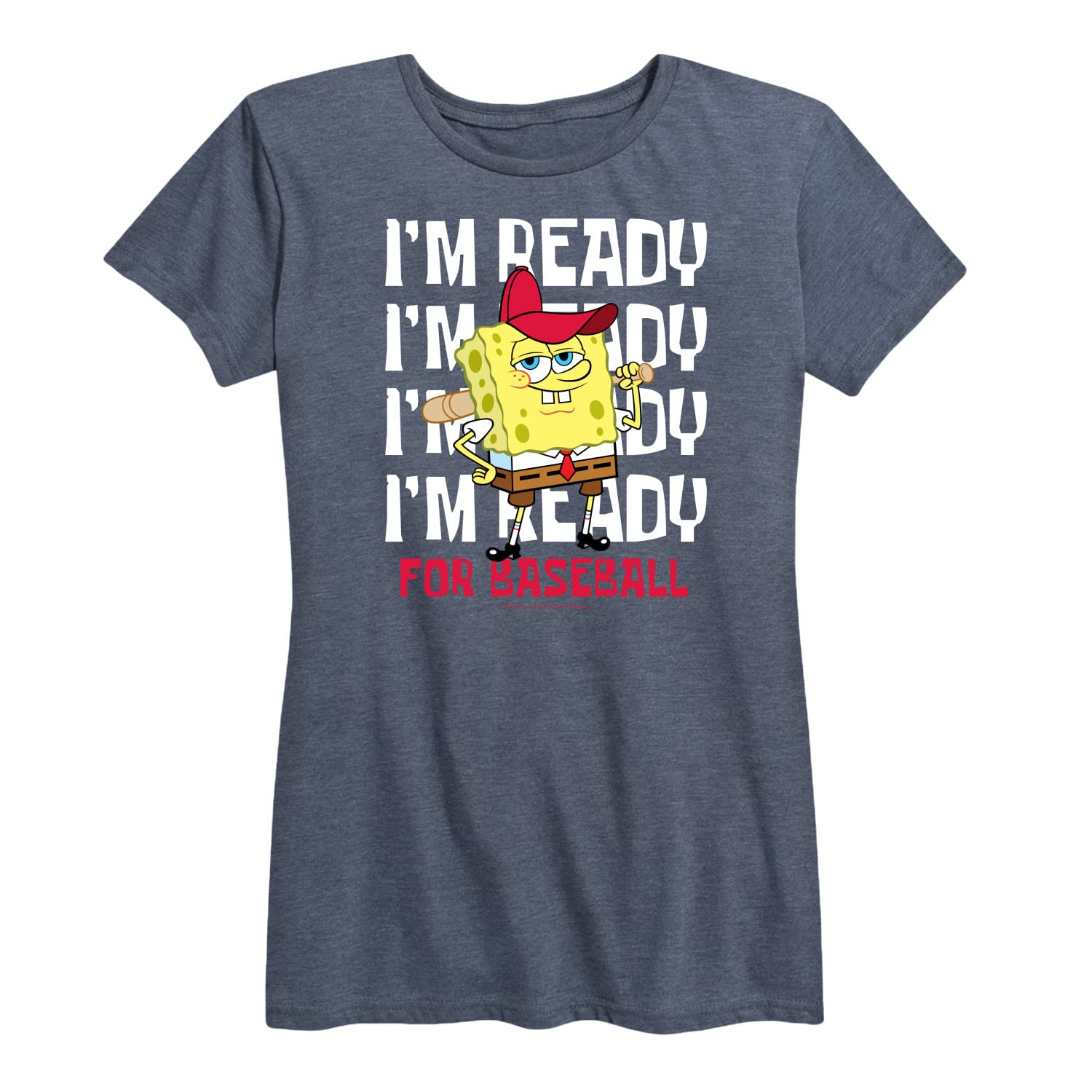 HYBRID APPAREL Spongebob Squarepants Baseball Graphic T-Shirt for Women - Soft Short Sleeve Tee for Casual Wear, Sports & Fan Outfits