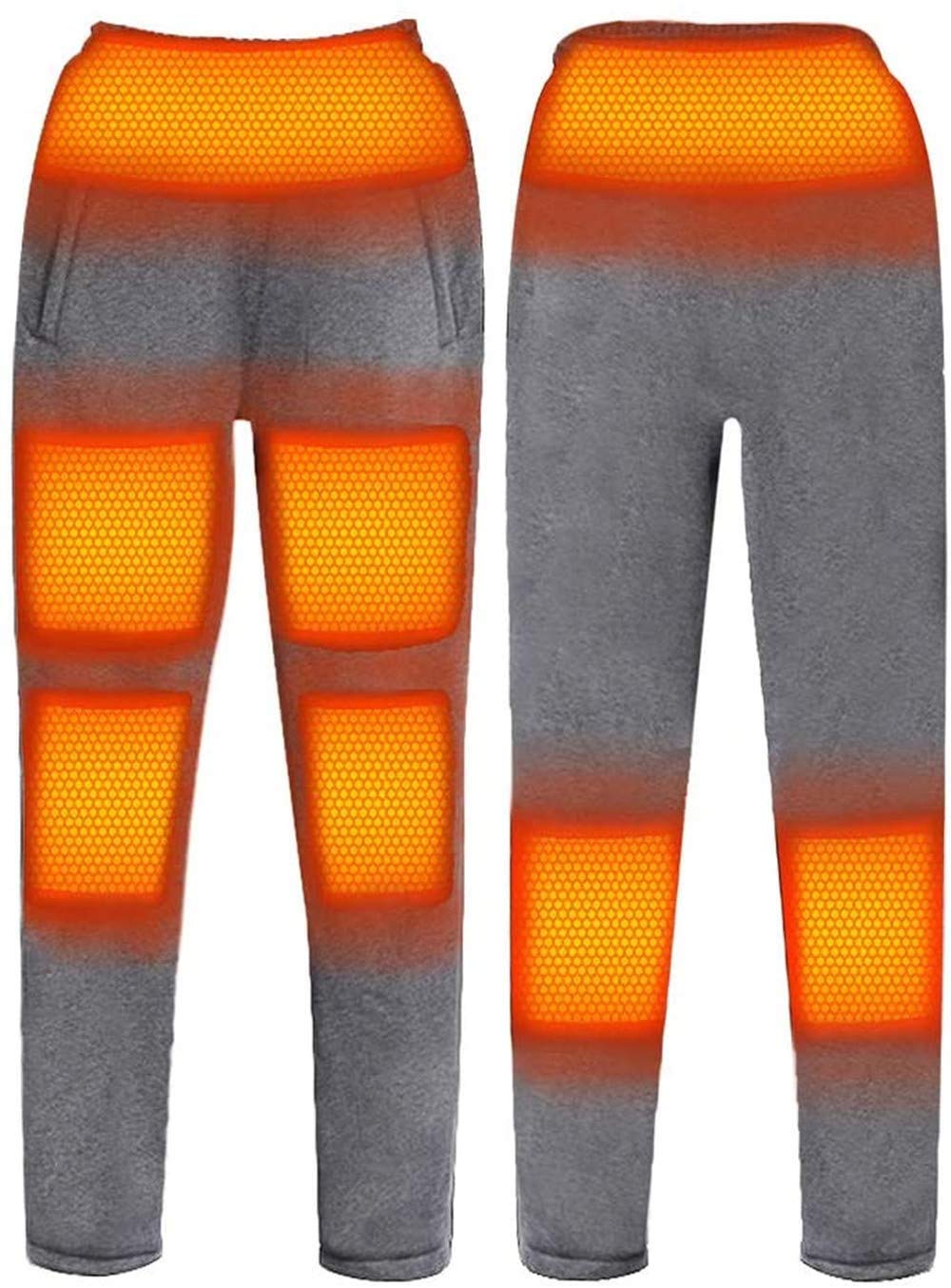 USB Electric Heated Pants for Men & Women - 5 Adjustable Temperature Levels, 8 Heating Zones - Gray - Perfect for Winter Outdoor Activities, Skiing, Hiking & Camping
