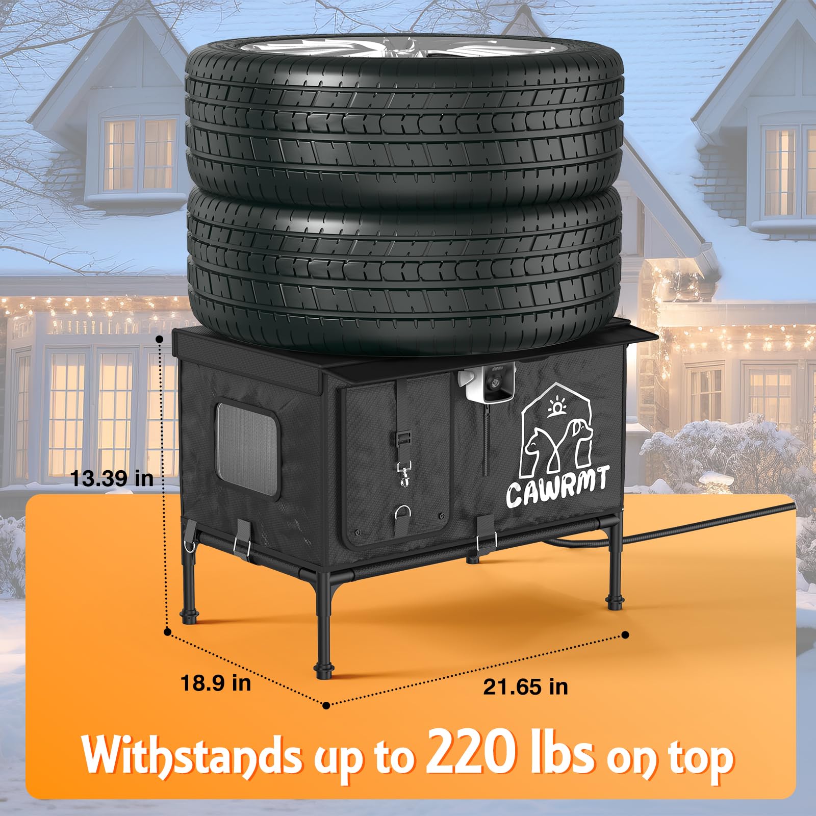 Heated Outdoor Cat House for Winter - Insulated Waterproof Shelter with Smart Camera, Warm Home for Stray & Barn Cats (Black, 26.4x17x20.5 Inches) - Perfect for Backyard, Porch & Garage Use in Cold Weather