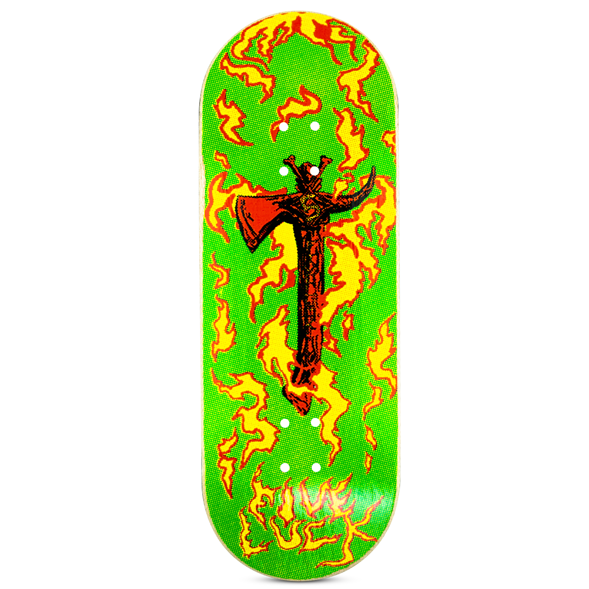 Five Luck Fingerboard Deck - Sacred Axes Green | Professional Mini Skateboard for Finger Tricks & Stunts | Perfect for Skateboard Enthusiasts & Collectors | Indoor & Outdoor Fun