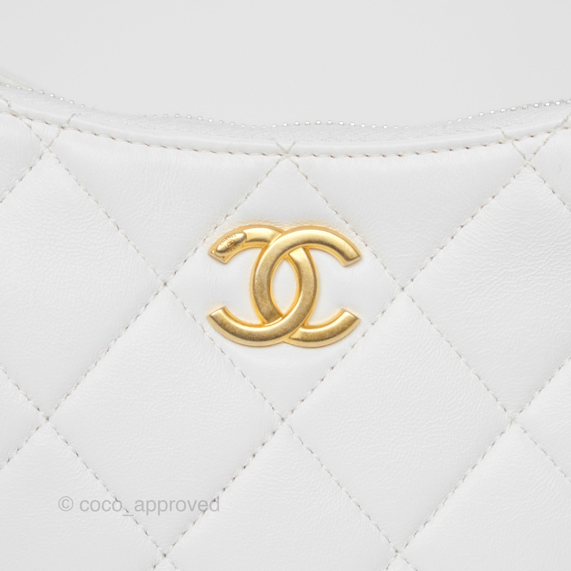 Chanel Quilted Lambskin Chain Hobo Bag in White with Aged Gold Hardware | Luxury Shoulder Bag for Women | Perfect for Parties, Weddings & Everyday Elegance