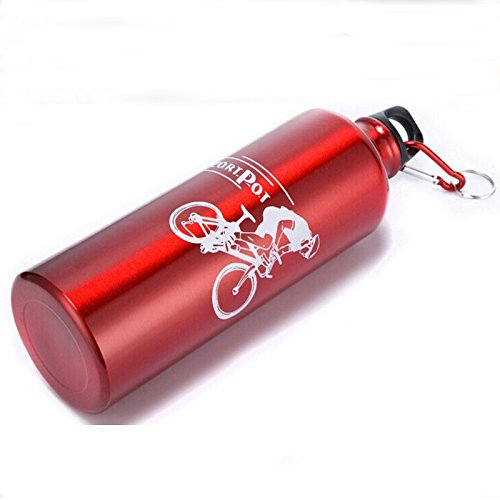 750ml Aluminum Alloy Sports Water Bottle with Portable Safety Buckle & Keychain - Reusable Cycling Bike Bottle for Camping, Hiking, Travel | Leakproof & Durable for Outdoor Activities, Gym Workouts & Daily Commute