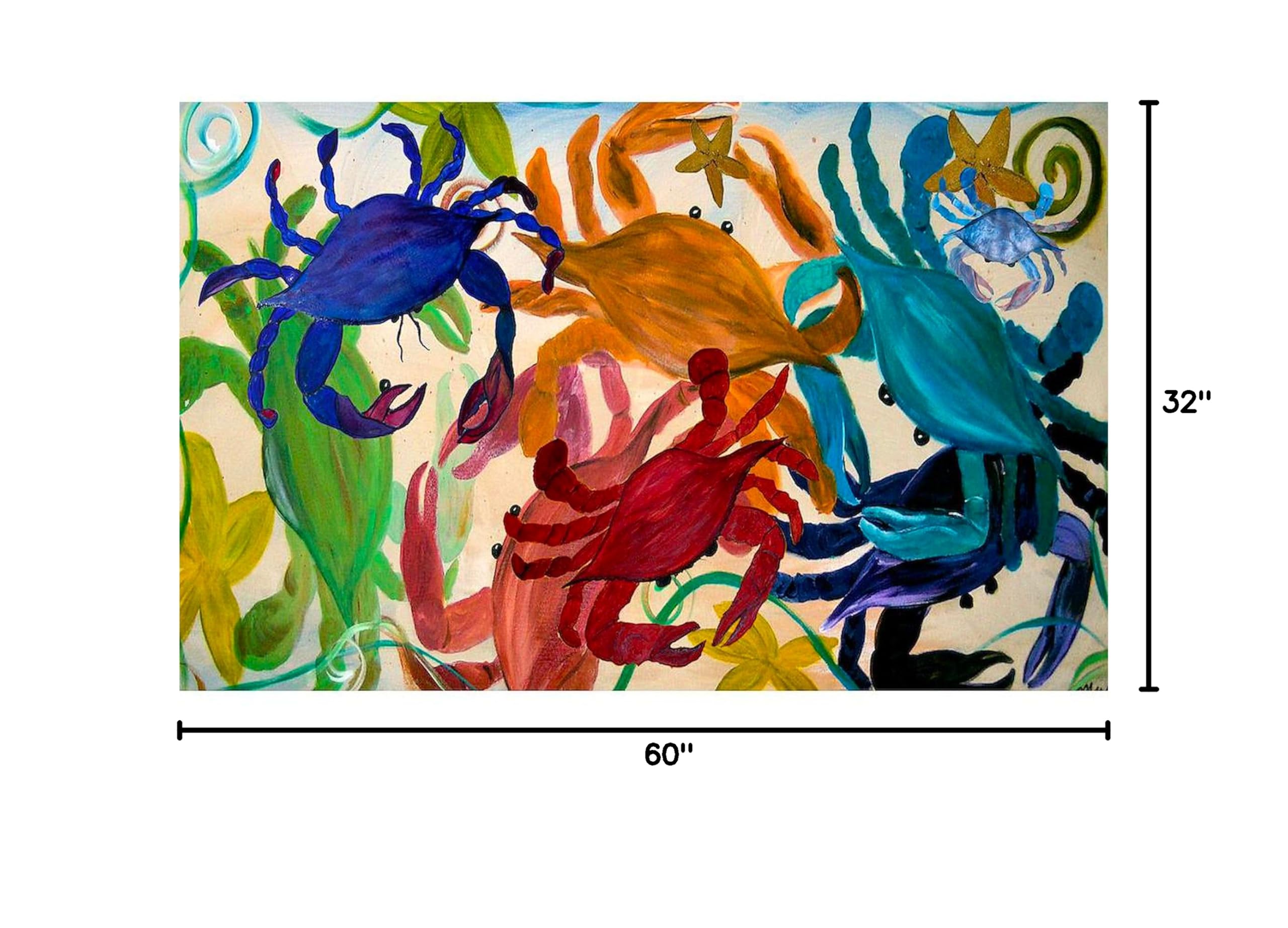 CafePress Crab Party 3'X5' Decorative Area Rug - Non-Slip Fabric Throw Rug for Living Room, Bedroom, or Dorm Decor